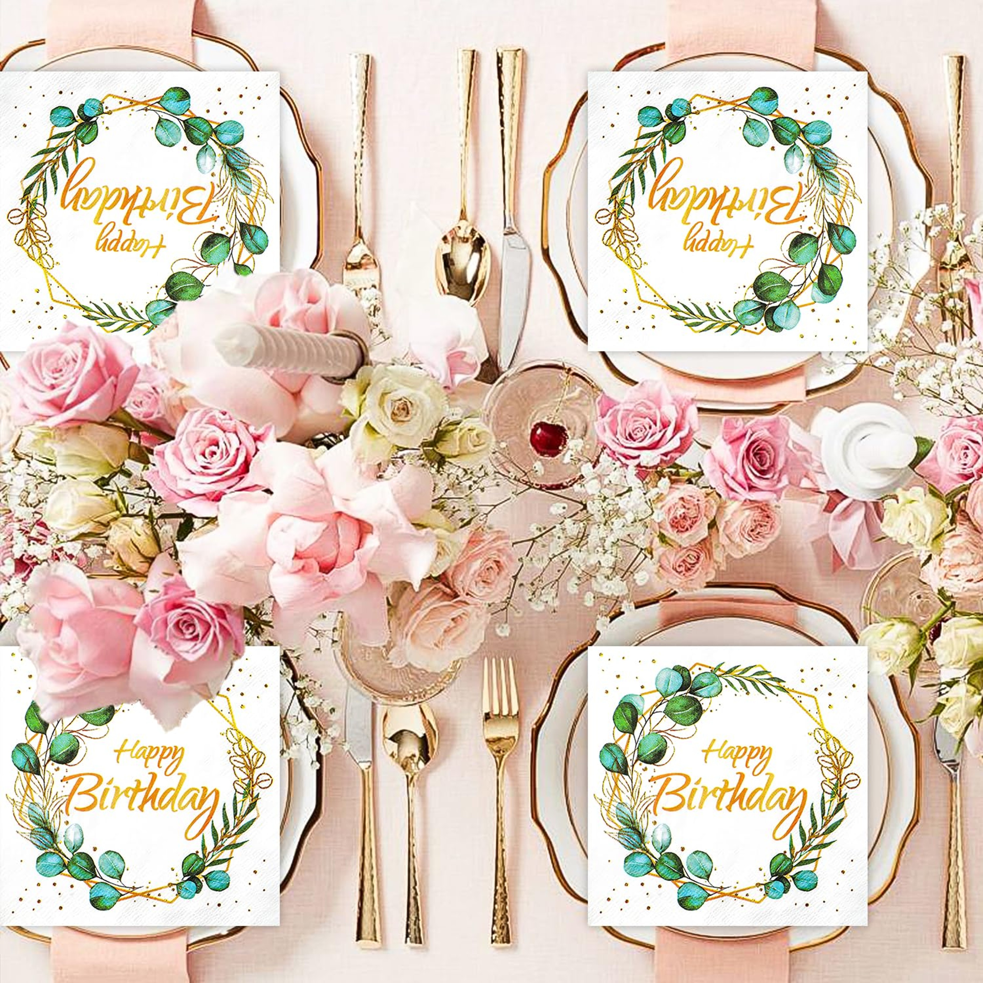 Green Eucalyptus Party Paper Napkins Nature Themed Gender Reveal Party Supplies – view 5
