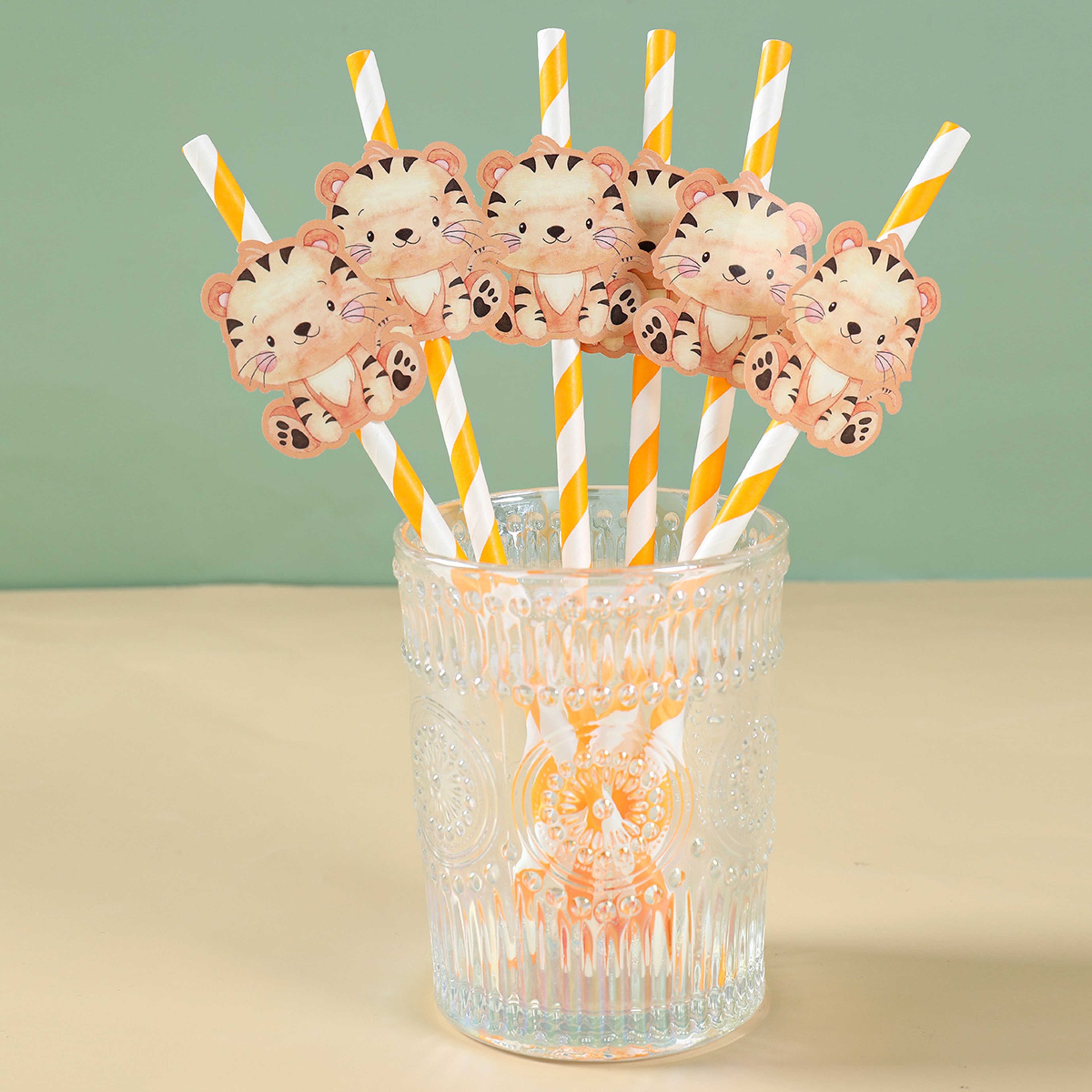 Safari Animal Paper Drinking Straws Party Pack Jungle  Wild One Birthday Decor 2