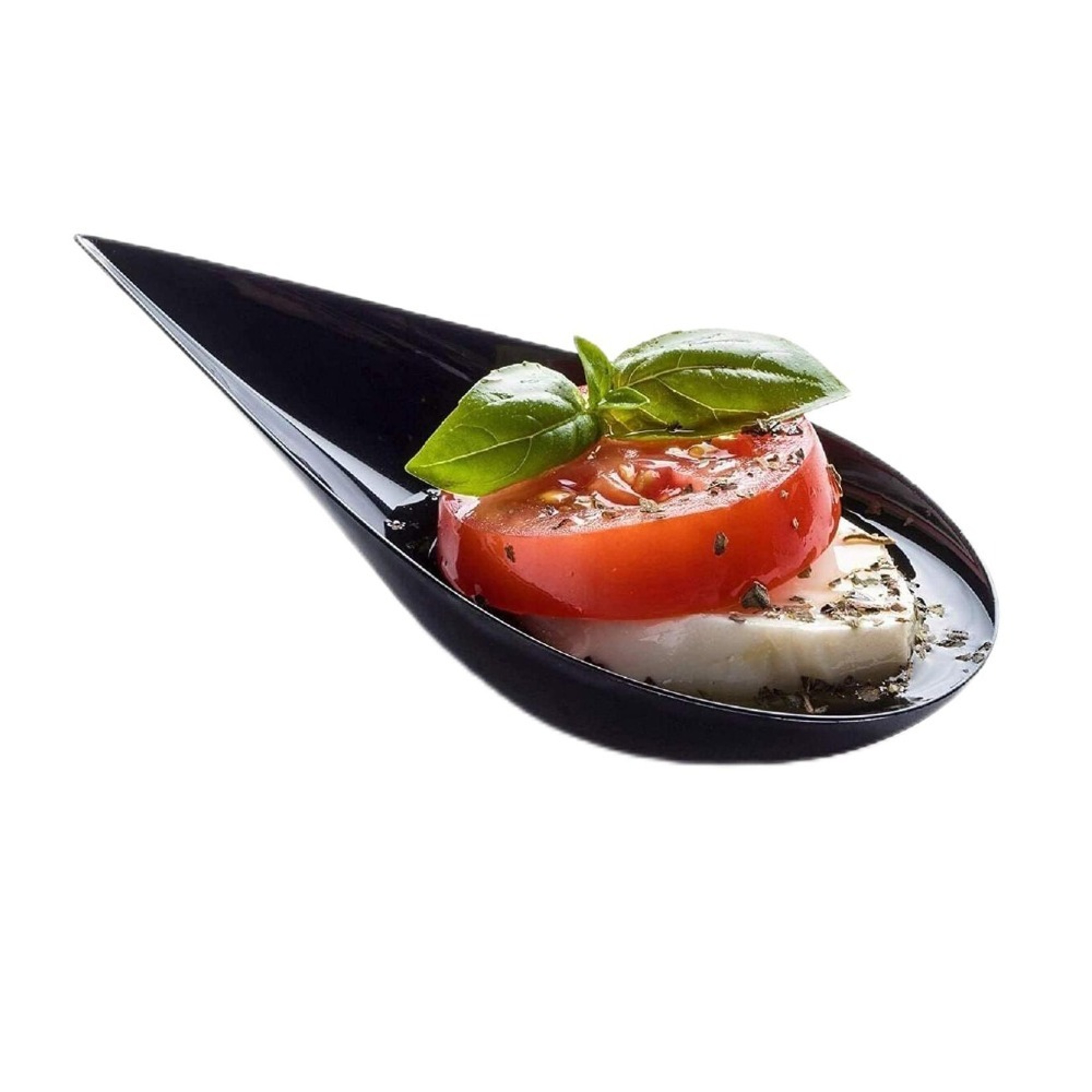 Premium Tear Drop Mini Appetizer Plates  Reusable Plastic Tasting Spoons Set 8