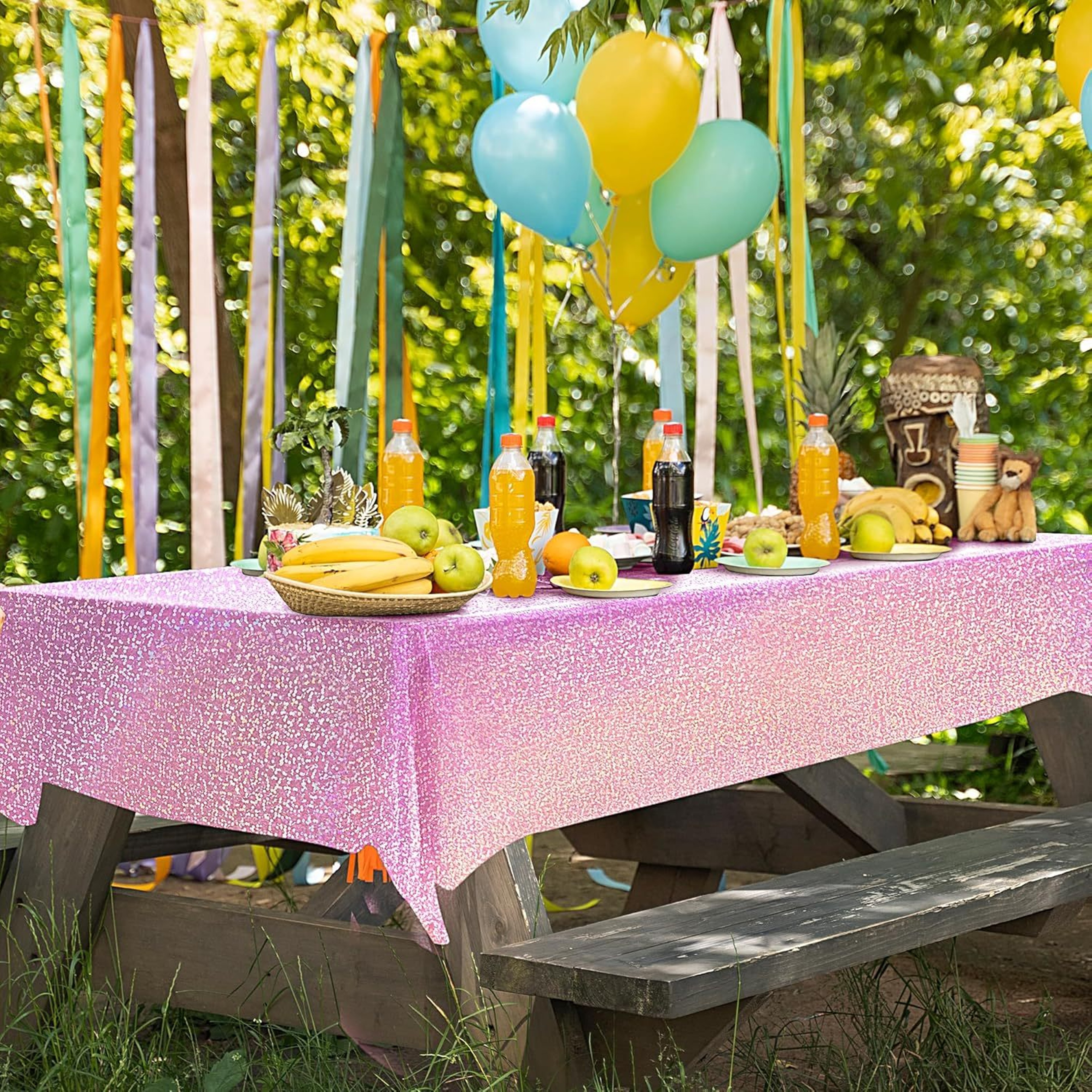 Premium Pink Glitter Tablecloth Waterproof Disposable Party Table Decor 5