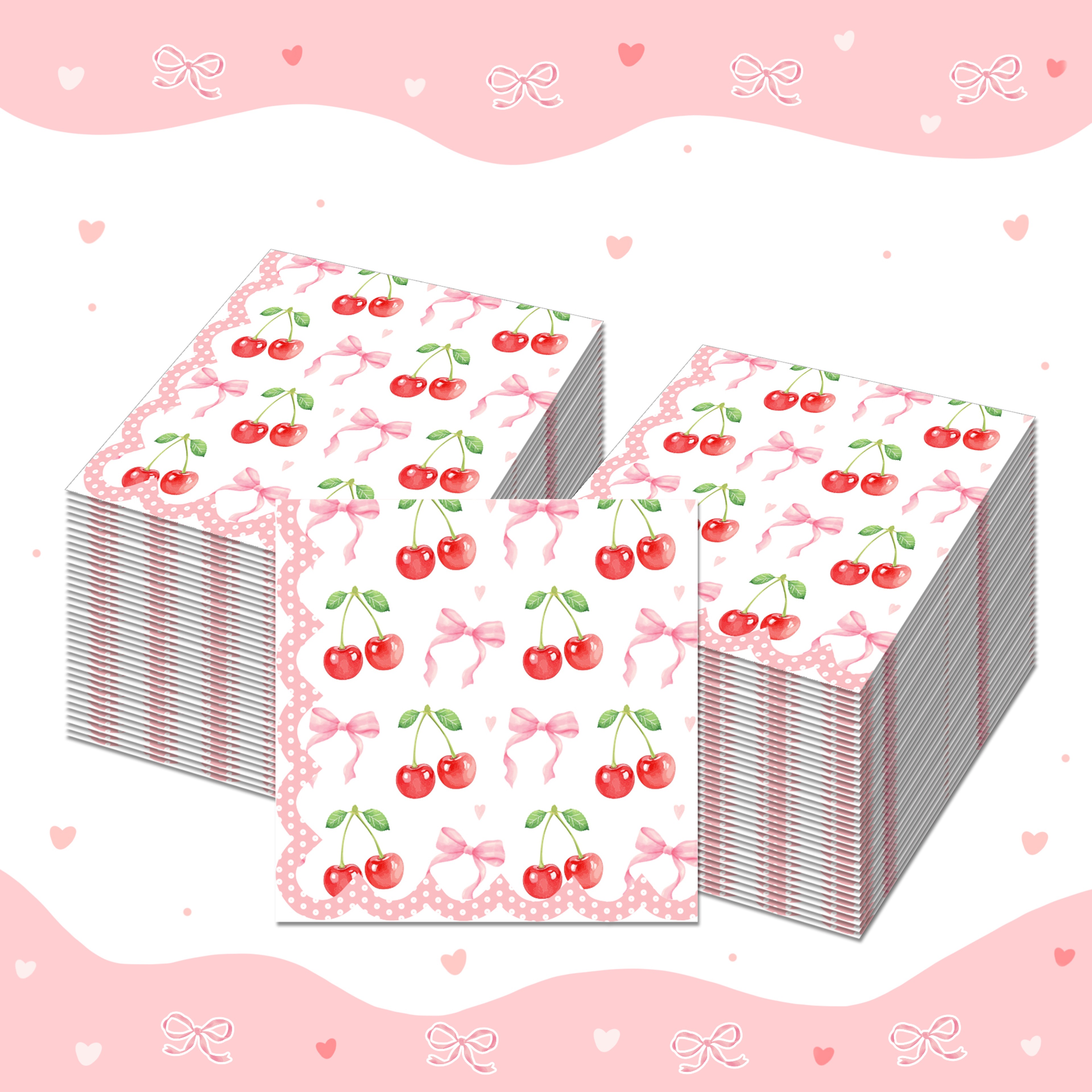 Pink Cherry Disposable Guest Napkins for Wedding Bathroom and Party Decor – view 1