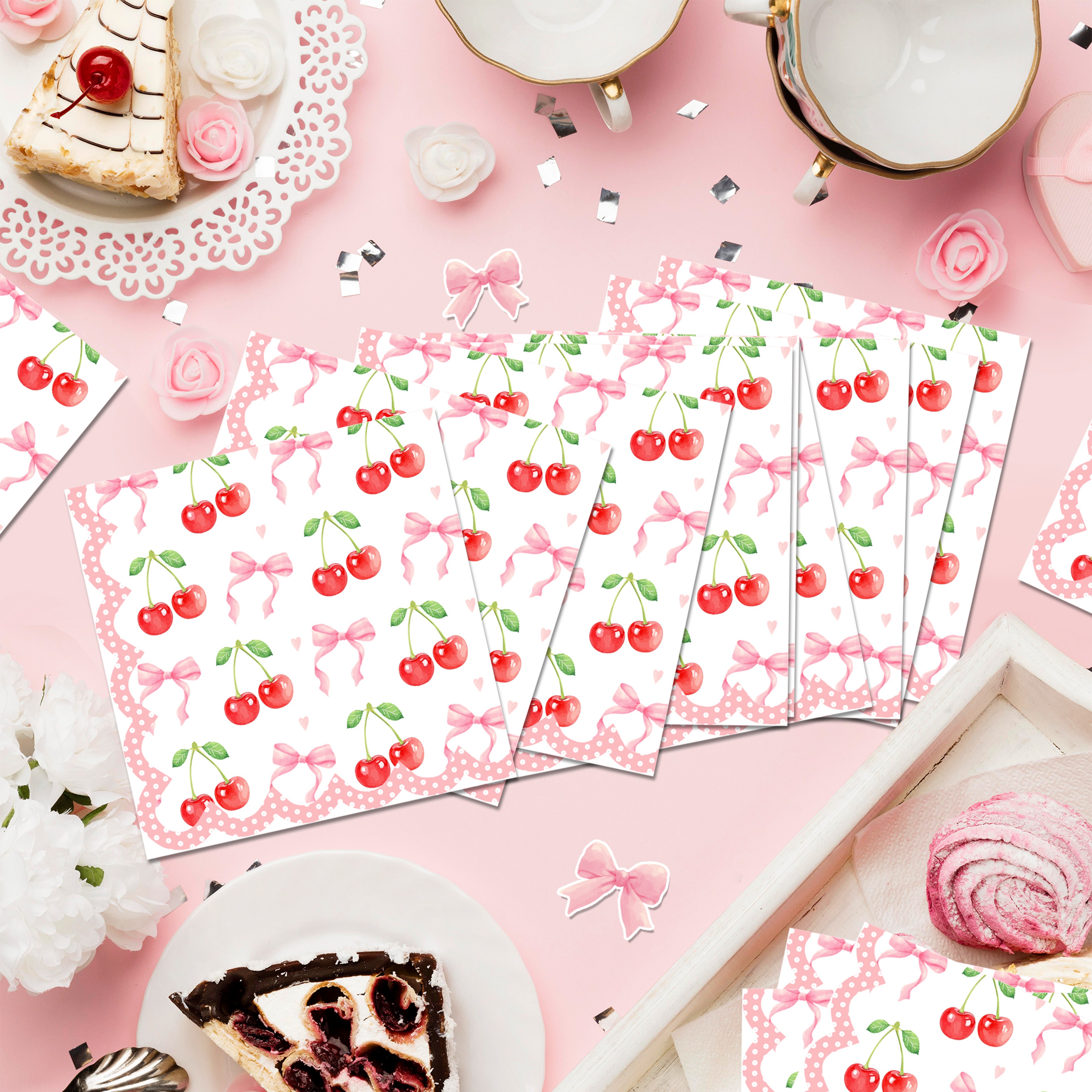 Pink Cherry Disposable Guest Napkins for Wedding Bathroom and Party Decor – view 4