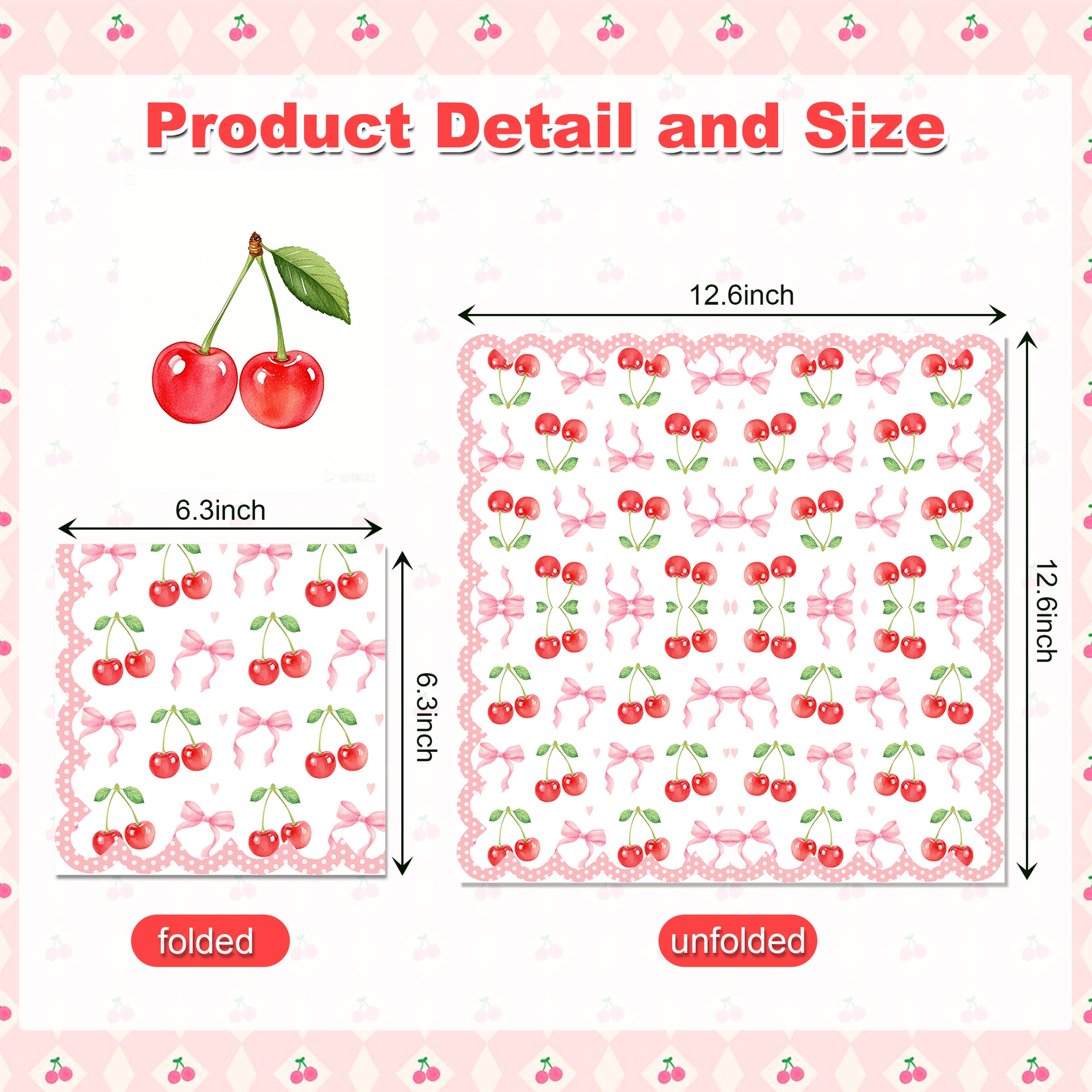 Pink Cherry Disposable Guest Napkins for Wedding Bathroom and Party Decor – view 7