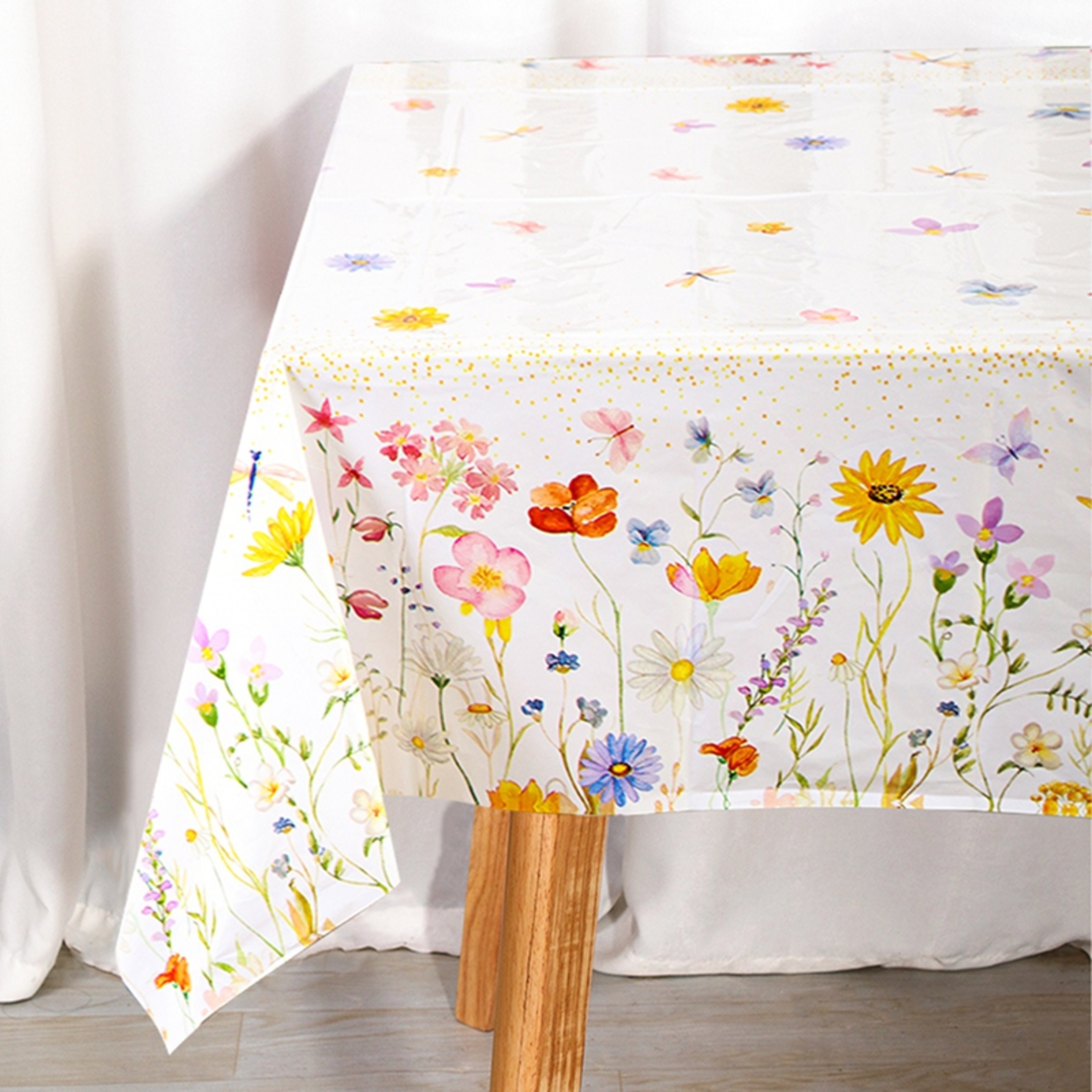 Spring Wildflower Plastic Tablecloth for Parties and Mothers Day Decor – view 3