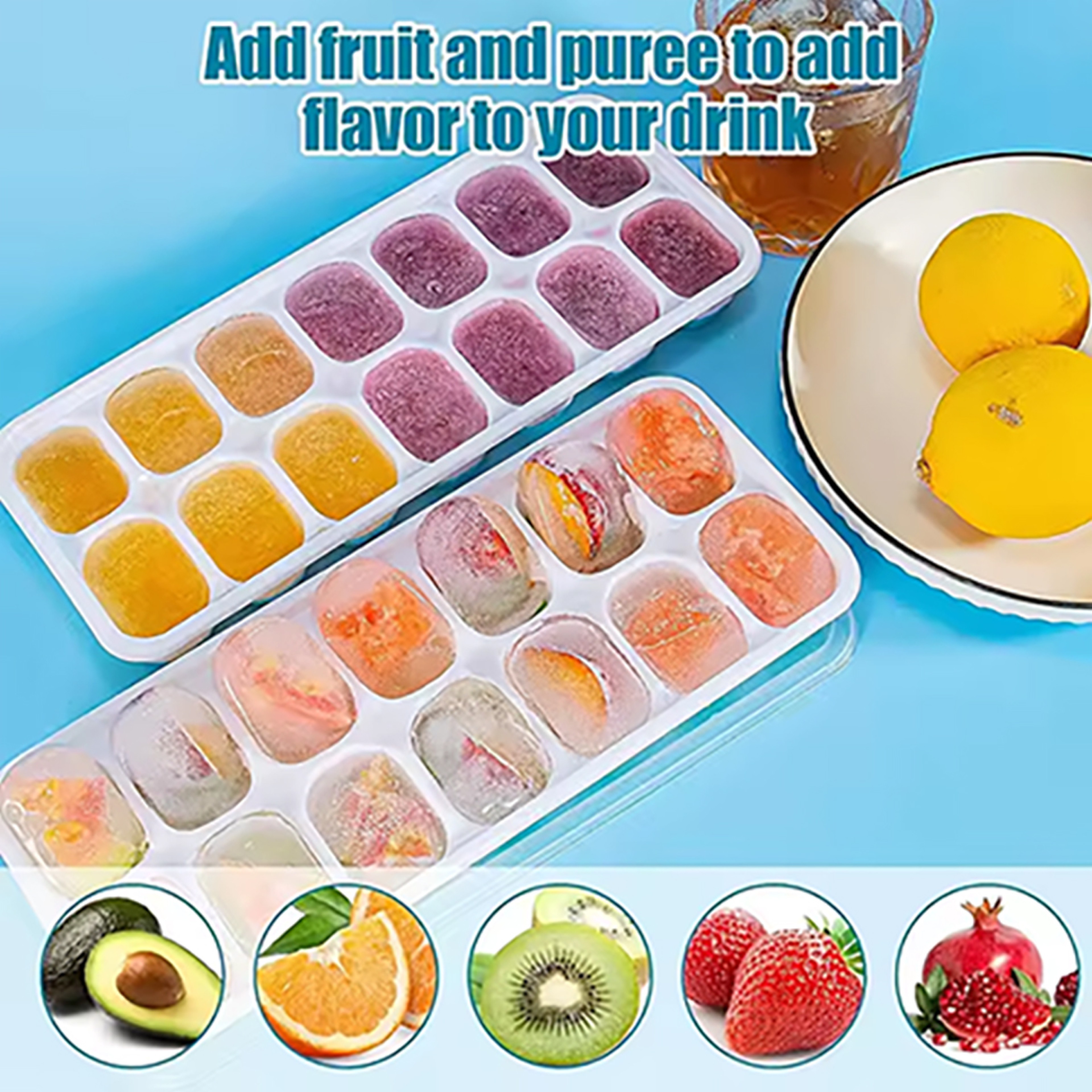 Ice Cube Tray With Lid For Cocktails Freezer Storage  Easy Release 2