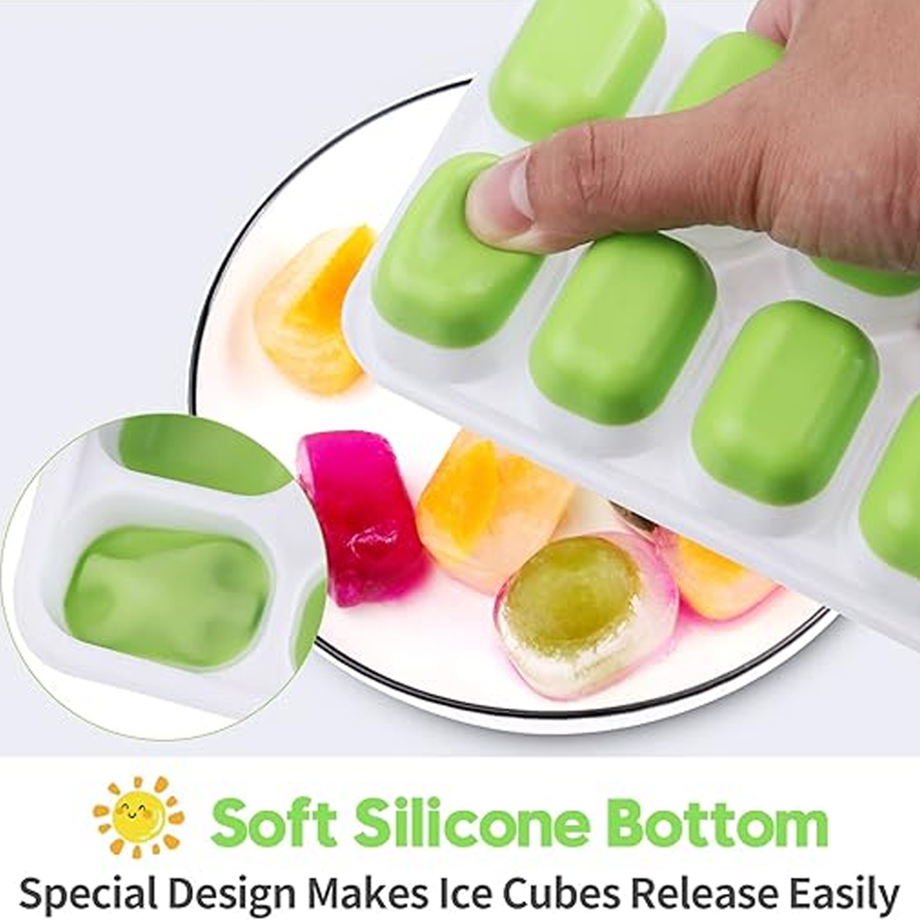 Ice Cube Tray With Lid For Cocktails Freezer Storage  Easy Release 4