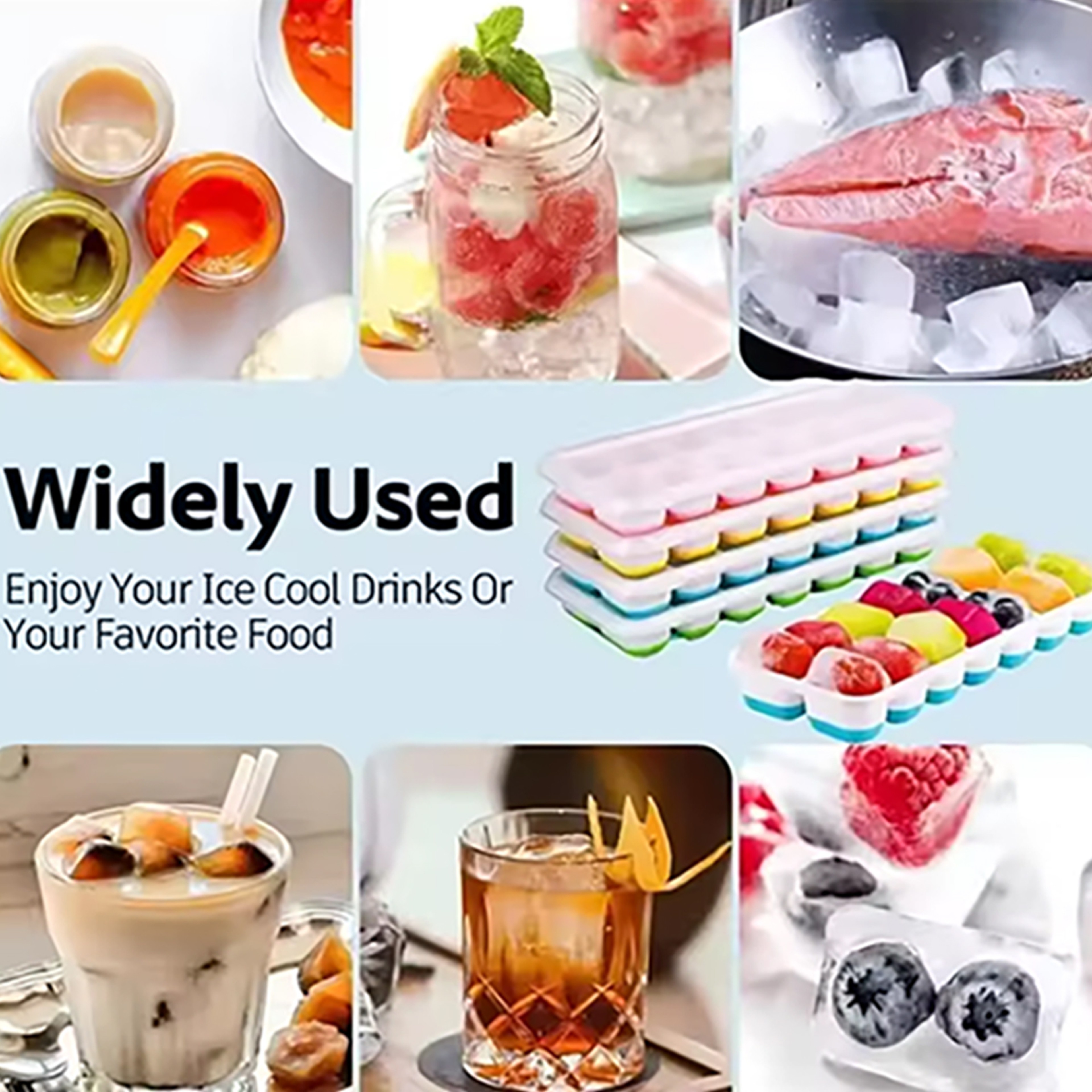 Ice Cube Tray With Lid For Cocktails Freezer Storage  Easy Release 5