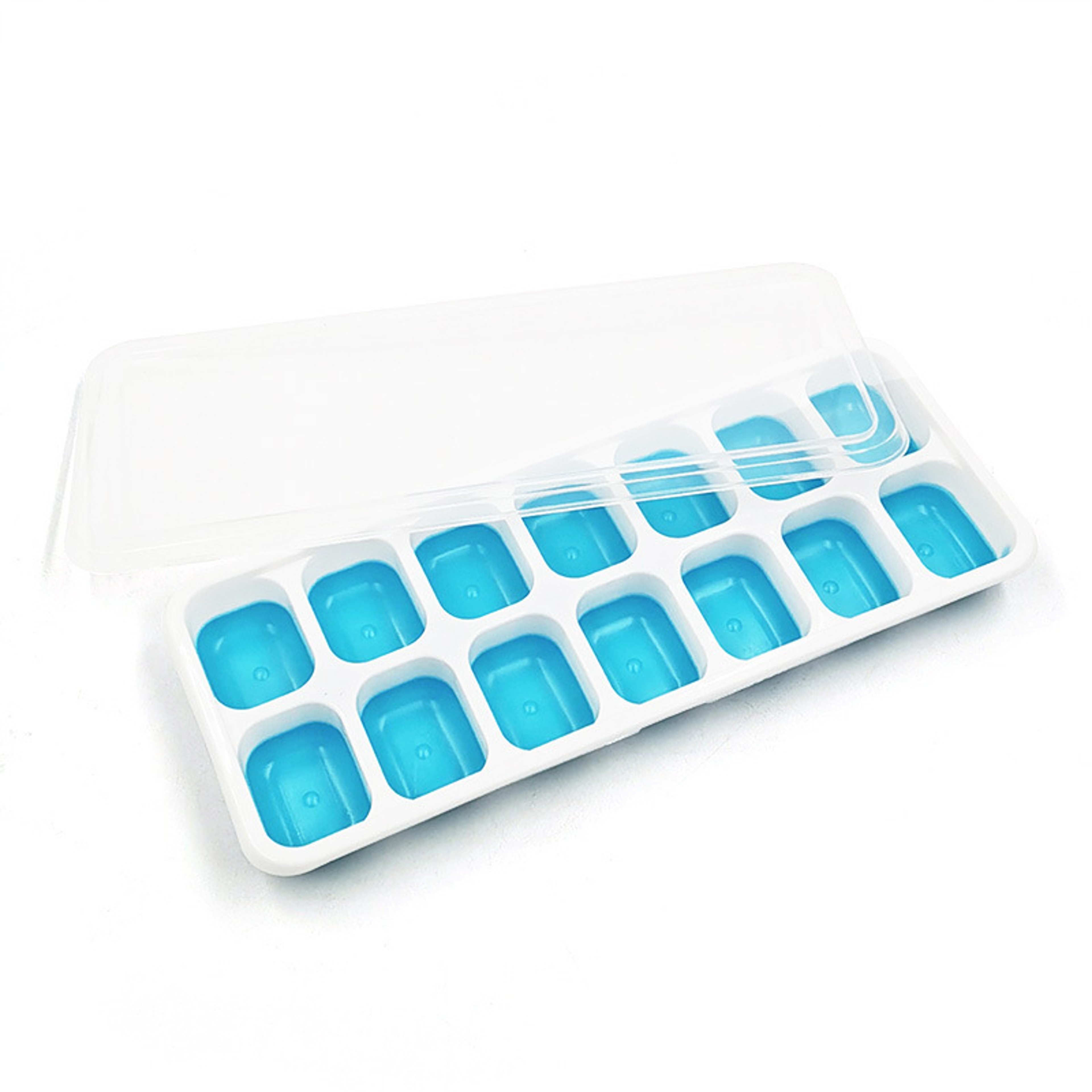Easy Release Silicone Ice Cube Tray With Lid Stackable Freezer Mold 7