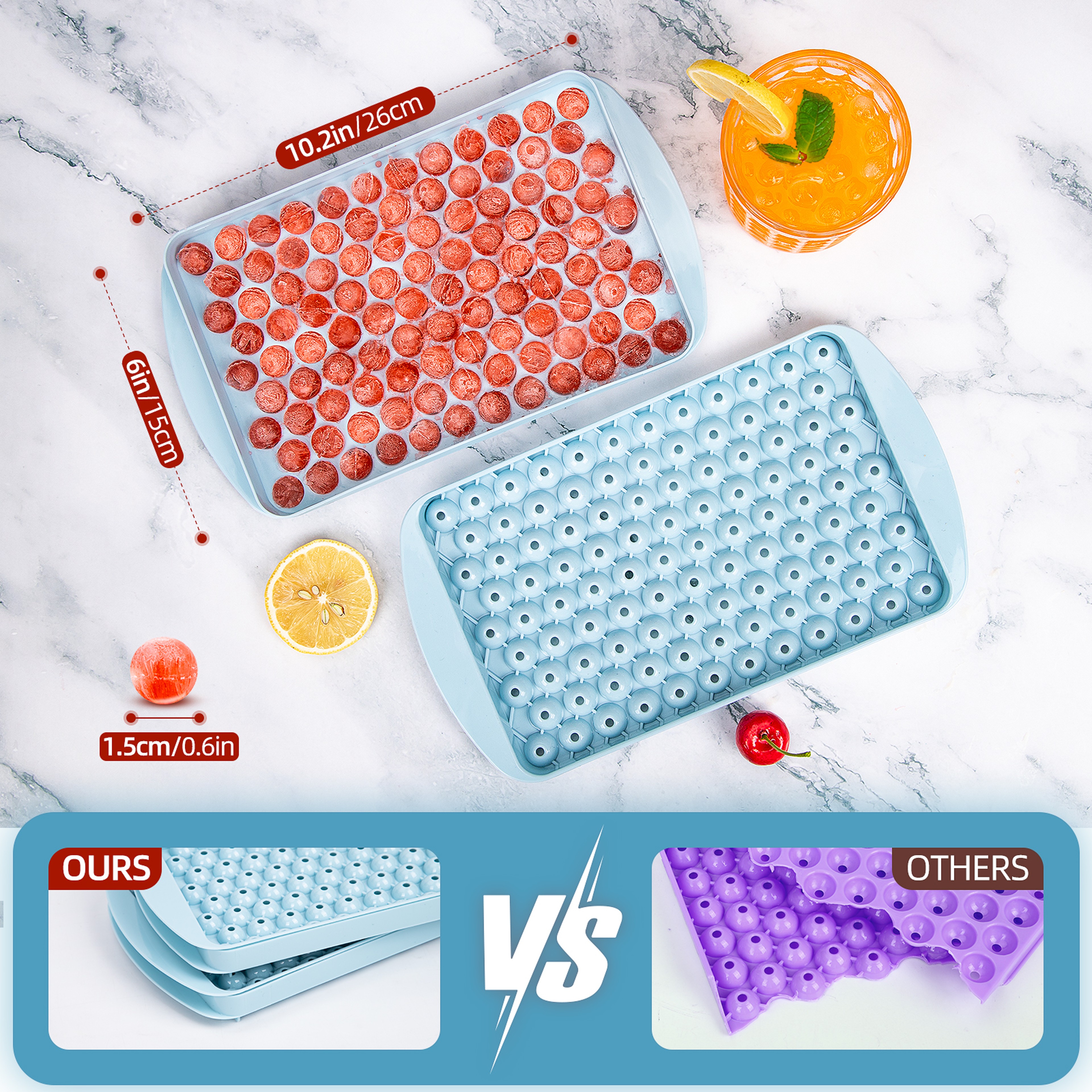 Mini Ice Cube Tray With Lid For Round Ice Balls And Crushed Ice 2
