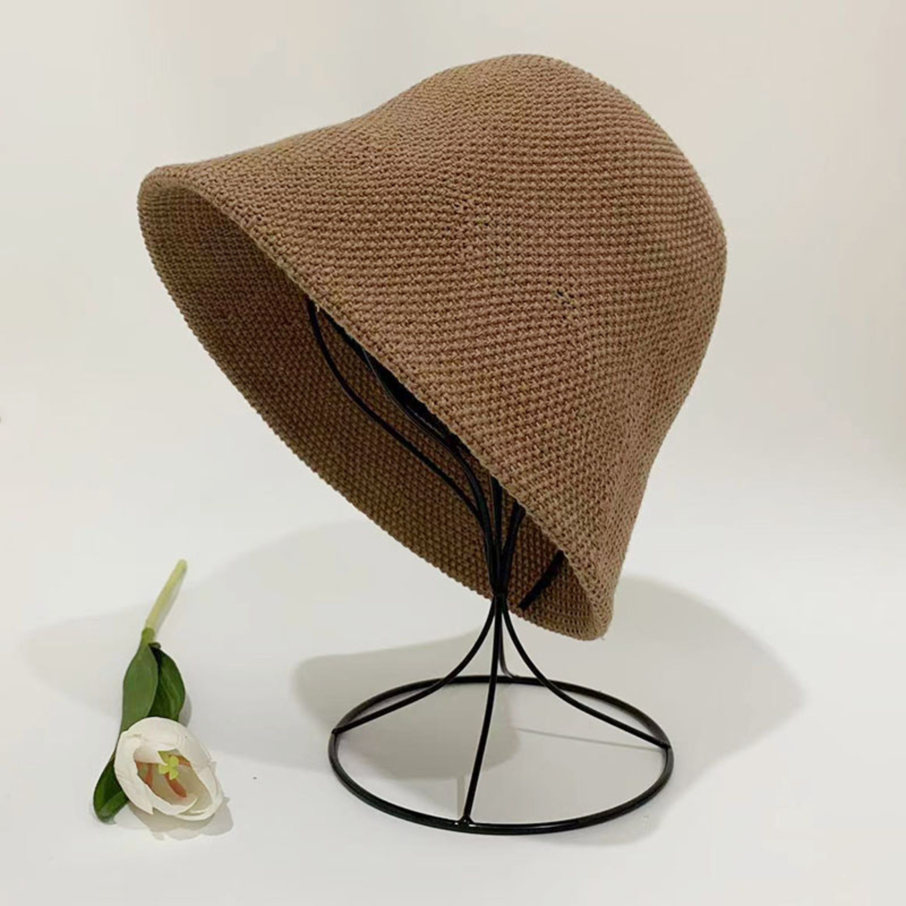 Foldable Woven Sun Hat For Women Beach Travel Bucket Hat 6