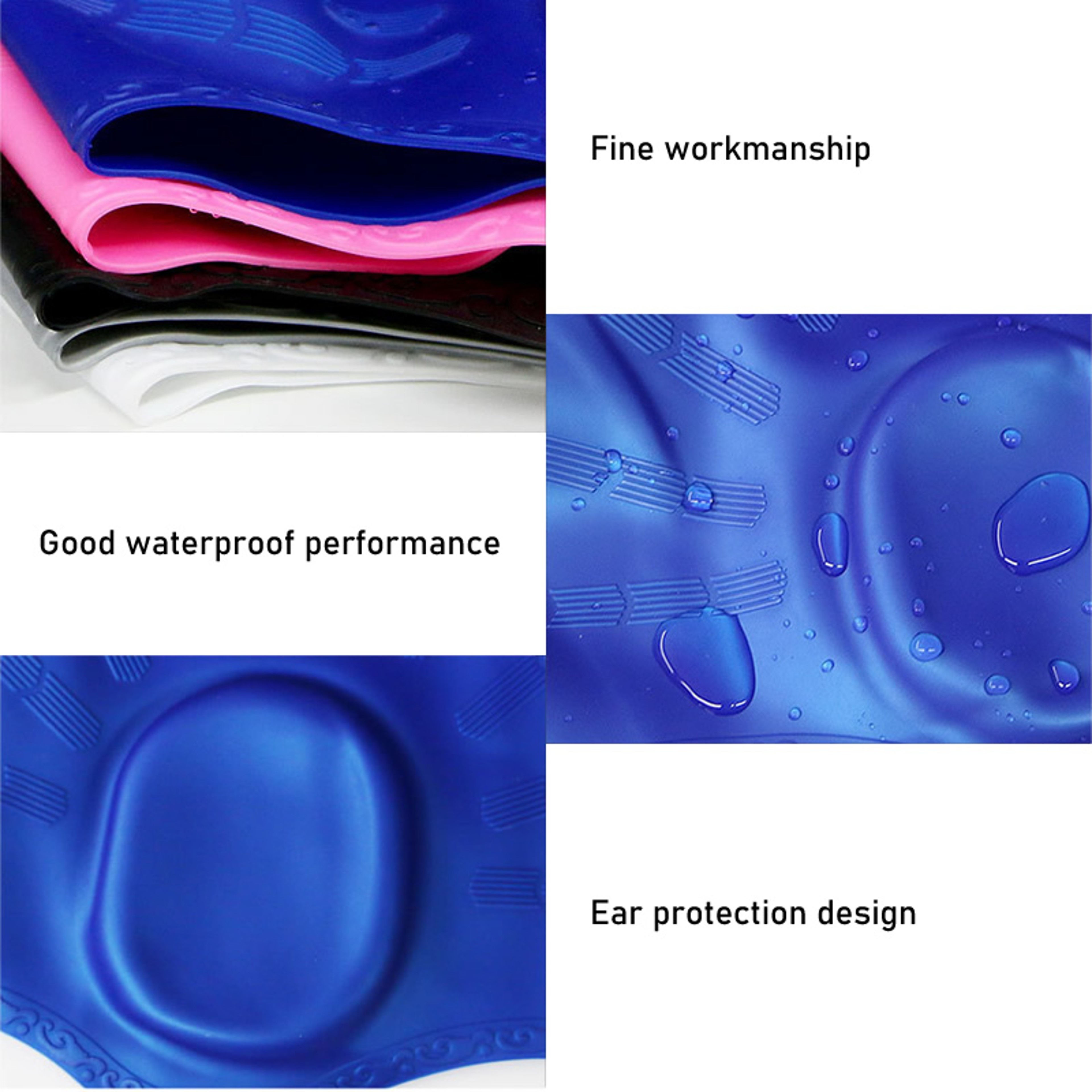 Waterproof Silicone Swim Cap For Long Hair With Ear Protection 4