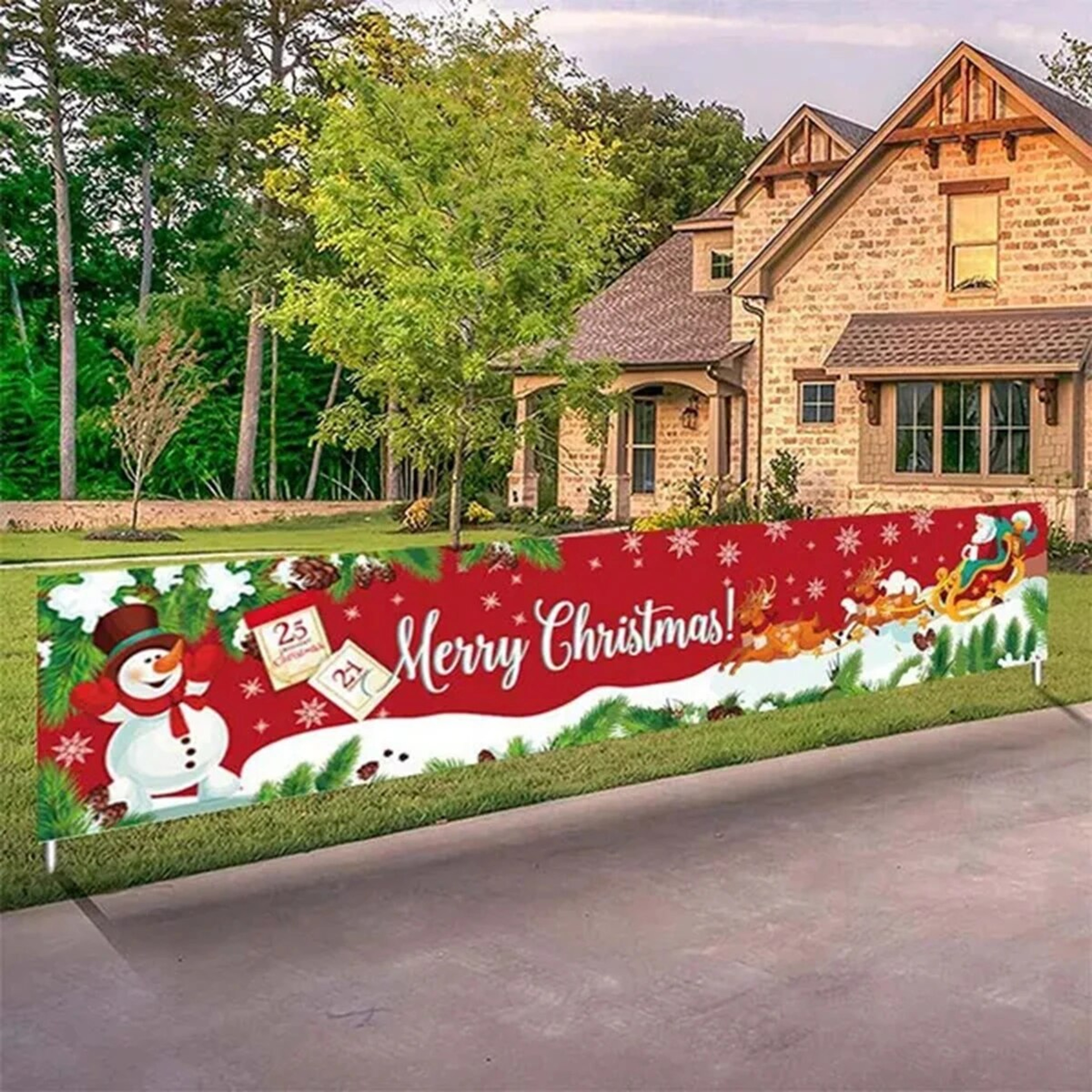 Merry Christmas Outdoor Banner 2023 | Xmas Decorations for Home, Navidad, Noel, Natal - Happy New Year 2024 – view 3