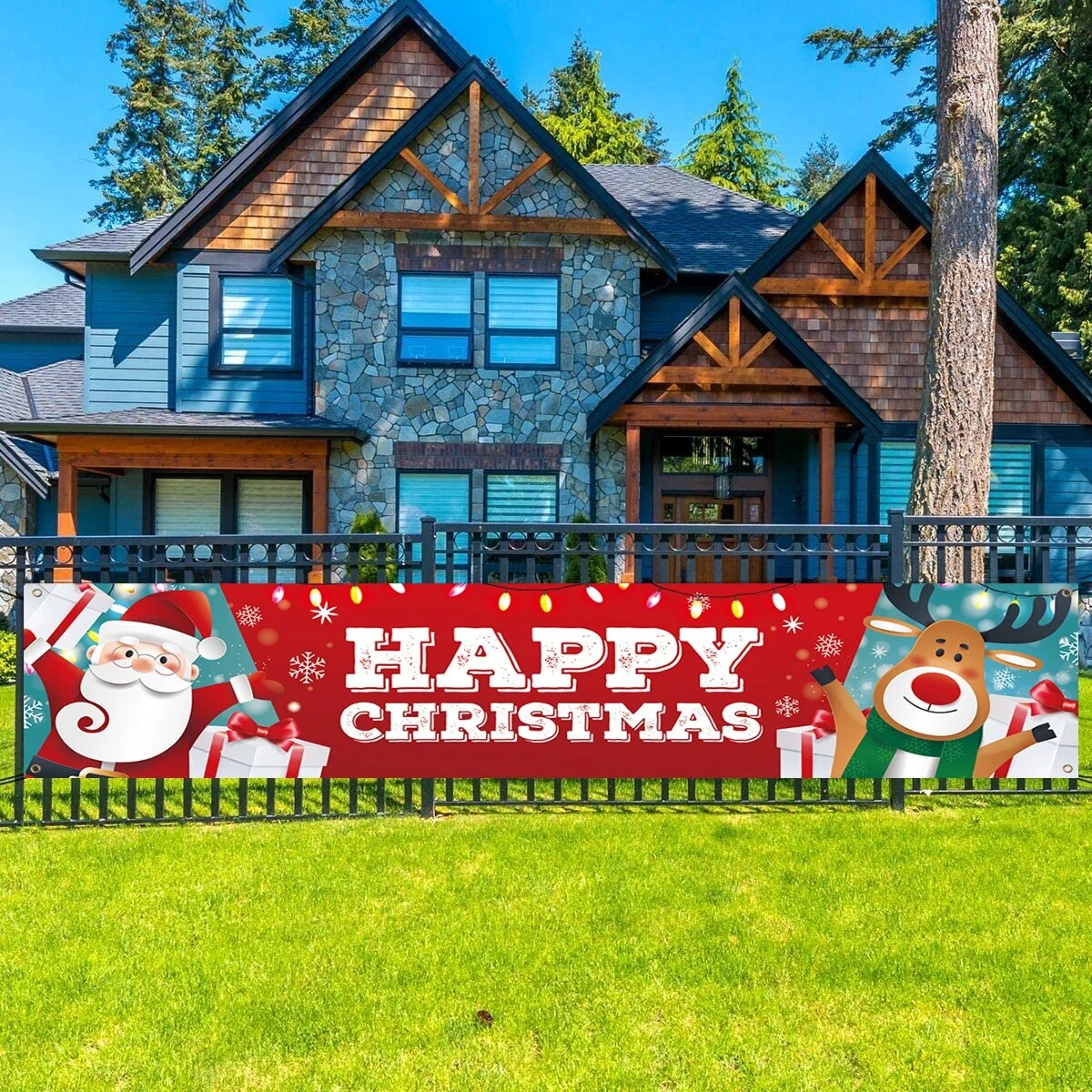 Merry Christmas Outdoor Banner 2023 | Xmas Decorations for Home, Navidad, Noel, Natal - Happy New Year 2024 – view 4