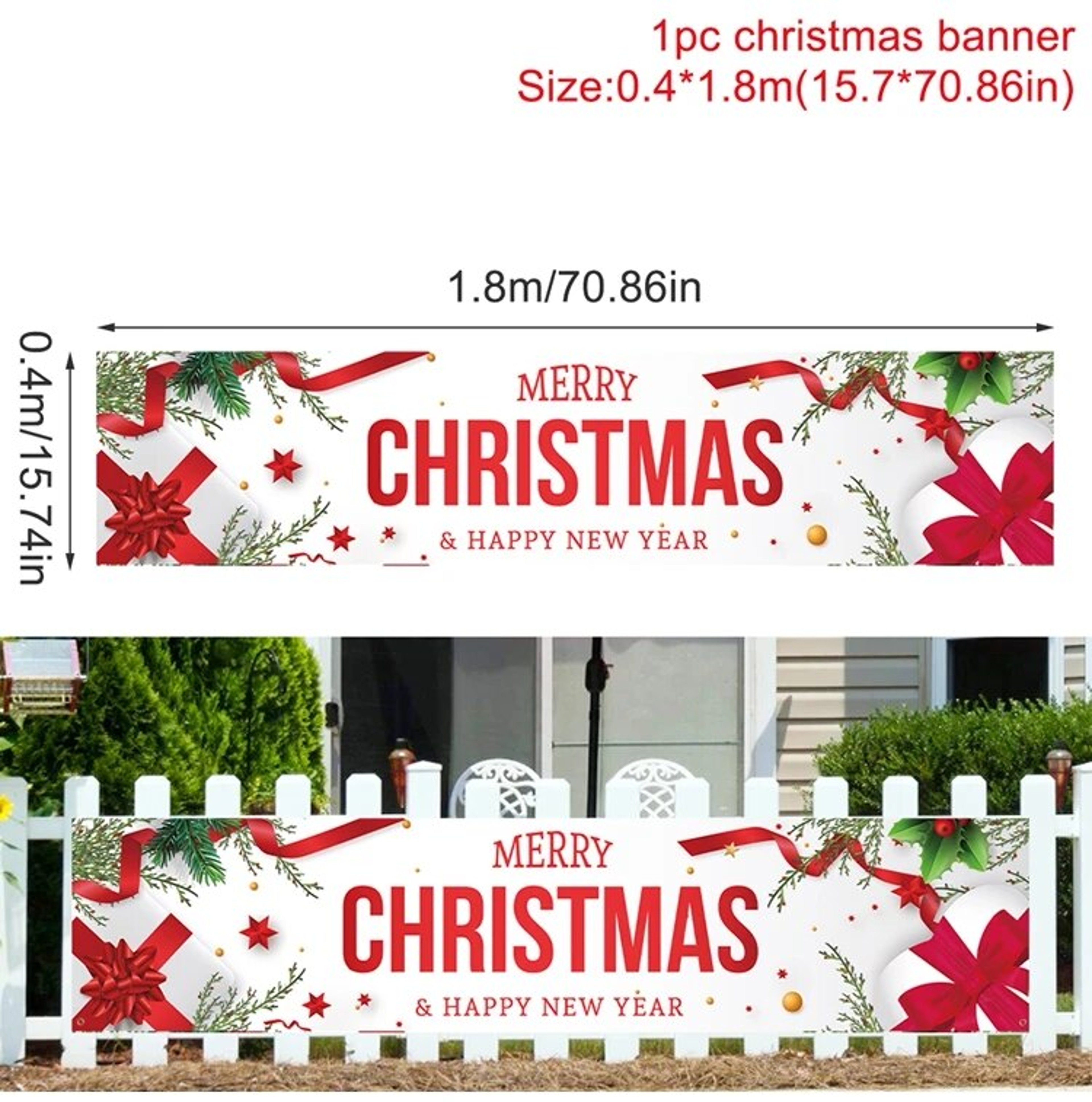 Merry Christmas Outdoor Banner 2023 | Xmas Decorations for Home, Navidad, Noel, Natal - Happy New Year 2024 – view 7