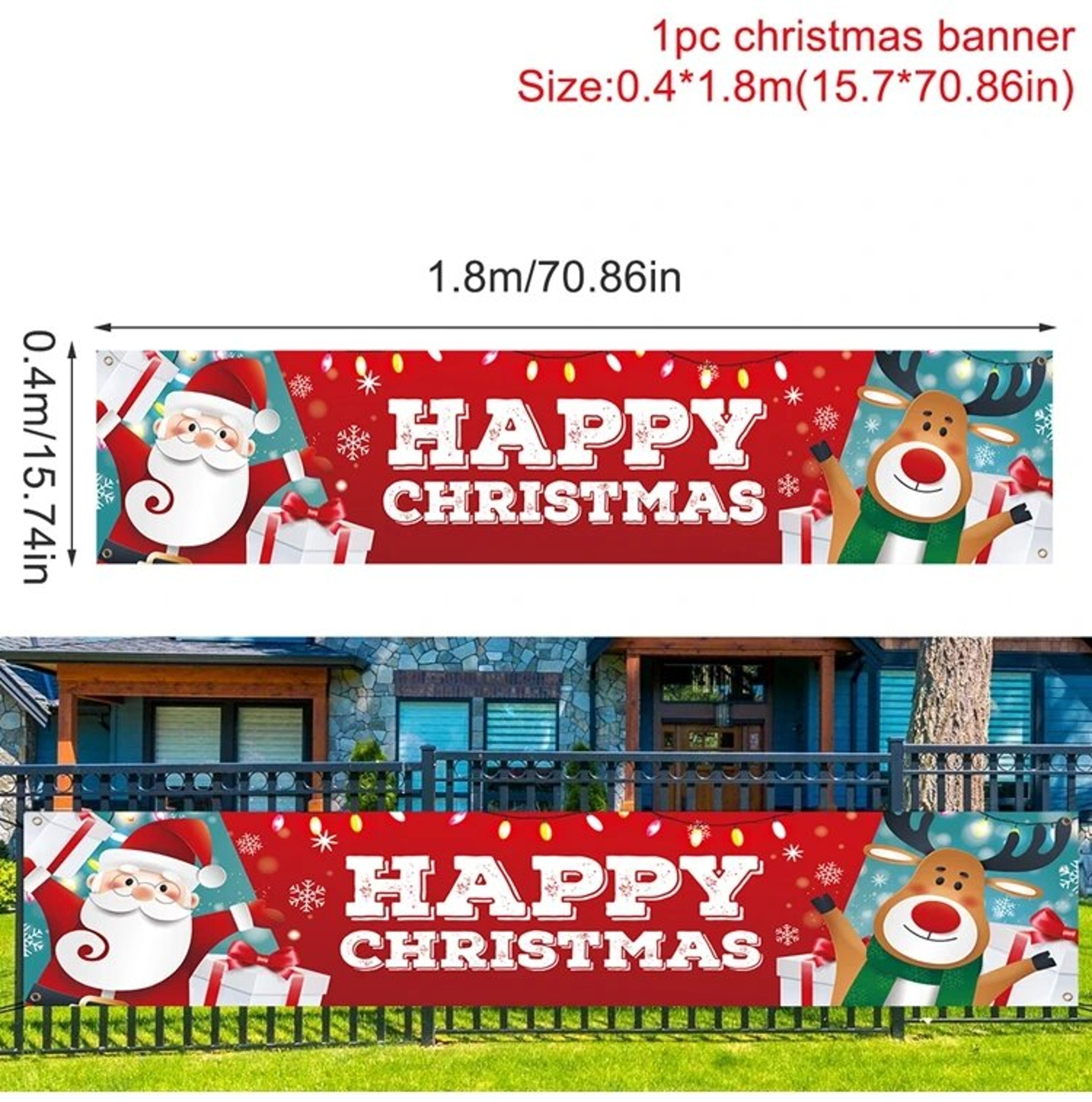 Merry Christmas Outdoor Banner 2023 | Xmas Decorations for Home, Navidad, Noel, Natal - Happy New Year 2024 – view 8