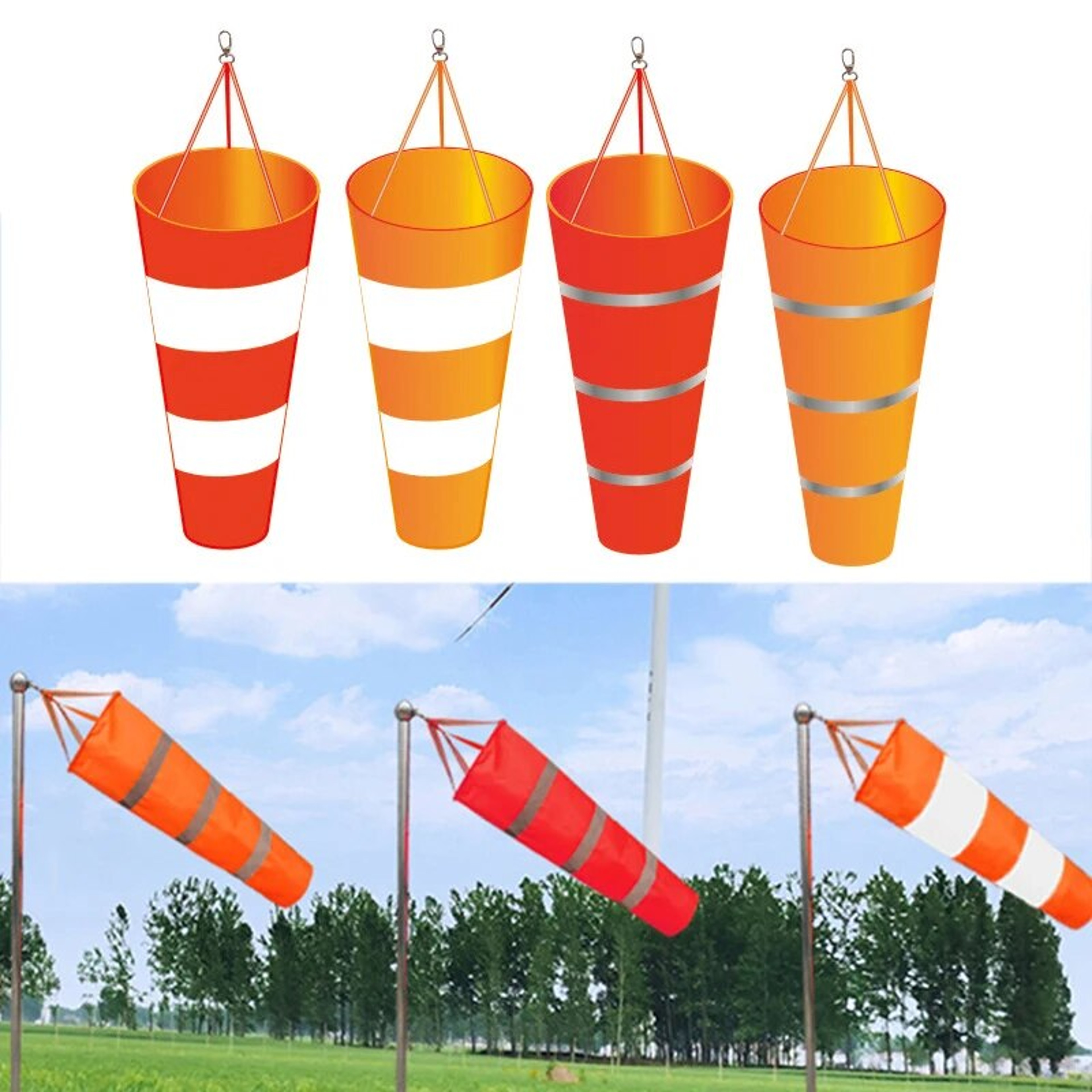 Reflective Windsock for Accurate Wind Measurement: Ideal for Airport, Aviation, Garden, Farm - 60/80/100cm – view 5