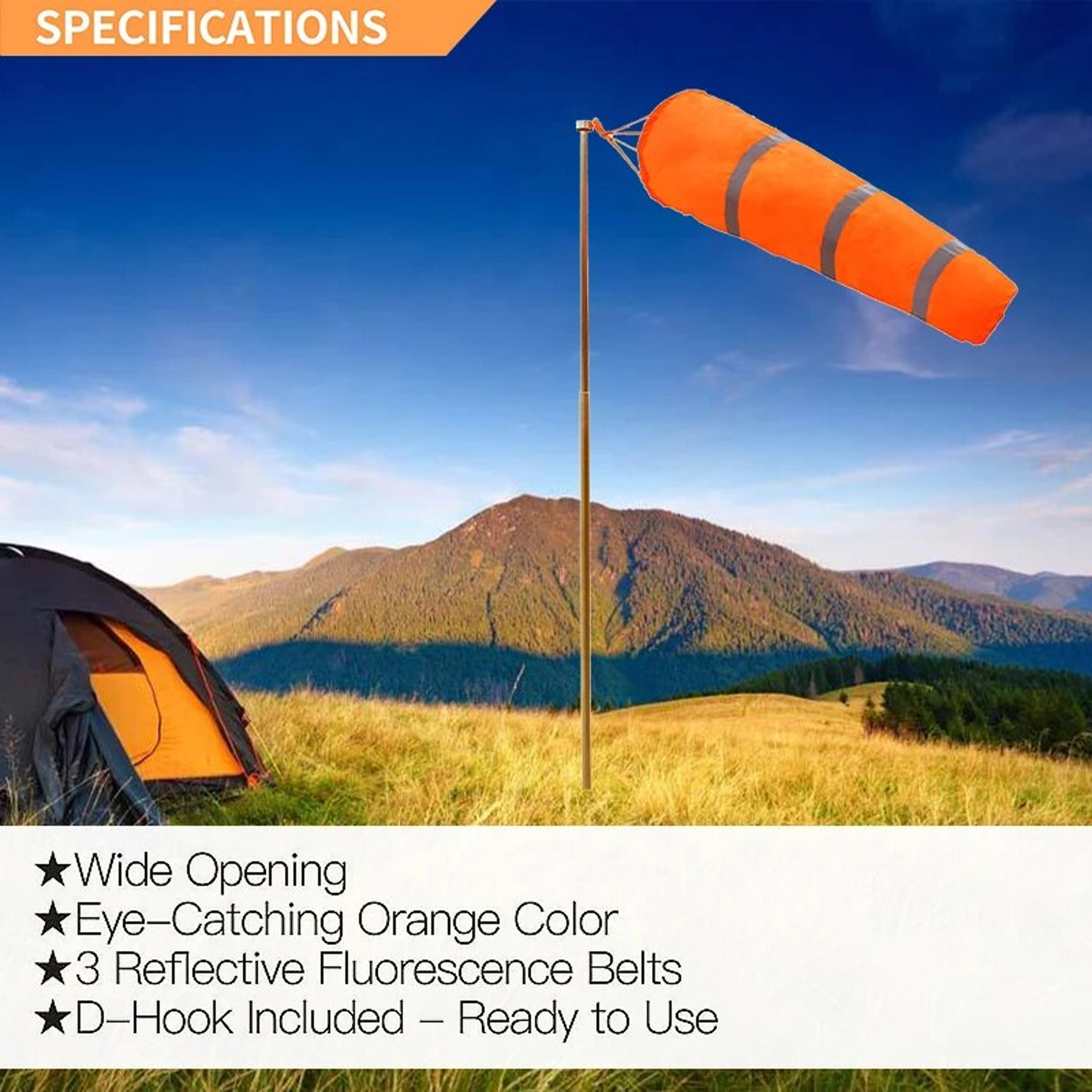 Reflective Windsock for Accurate Wind Measurement: Ideal for Airport, Aviation, Garden, Farm - 60/80/100cm – view 6