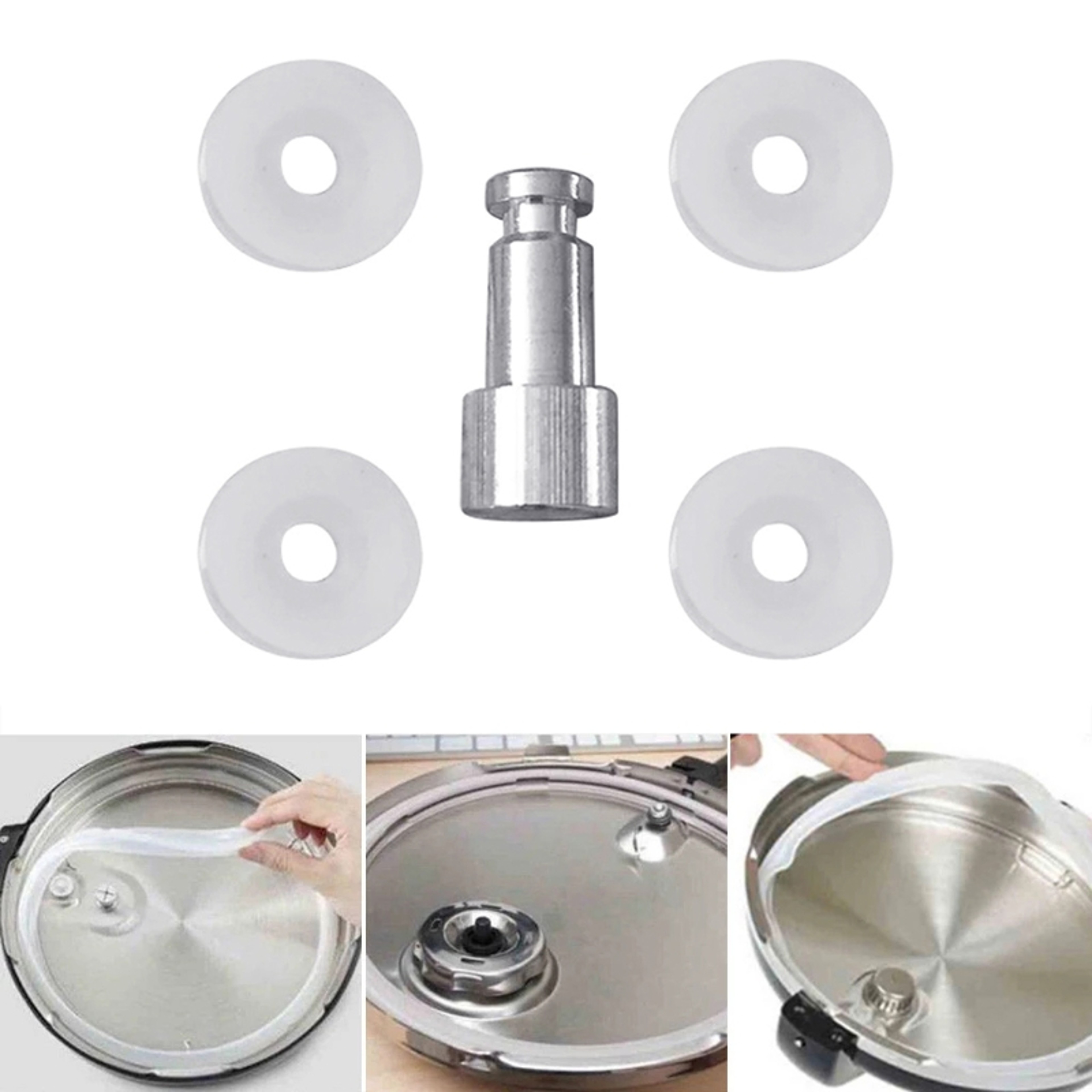 Universal Kitchen Pressure Cooker Floater & Sealer Set: 1 Float Valve 4 Sealing Washers – view 1