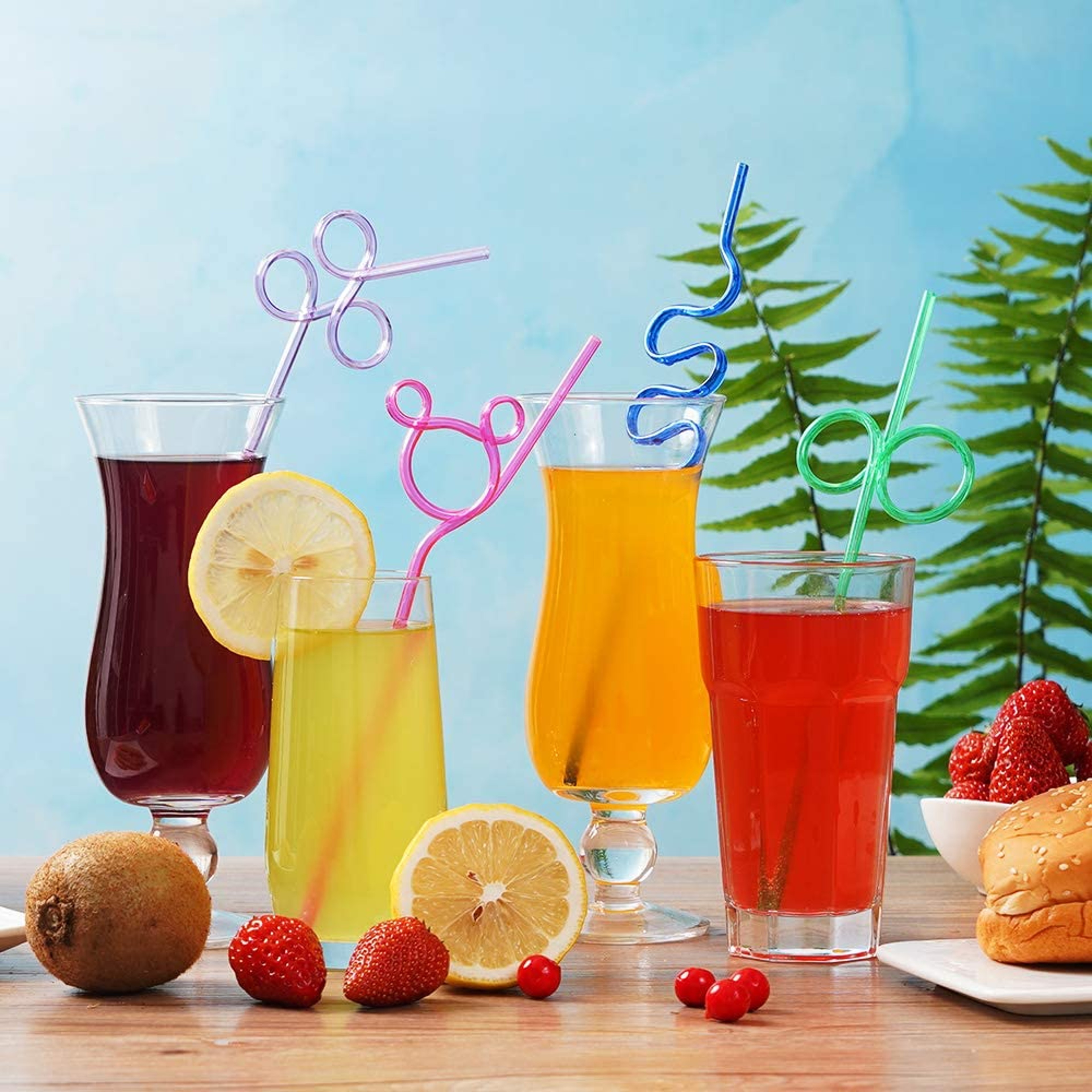 Colorful Crazy Curly Drinking Straws - 10pcs Fun Flexible Tubes for Kids Birthday Party & Bar Supplies – view 4