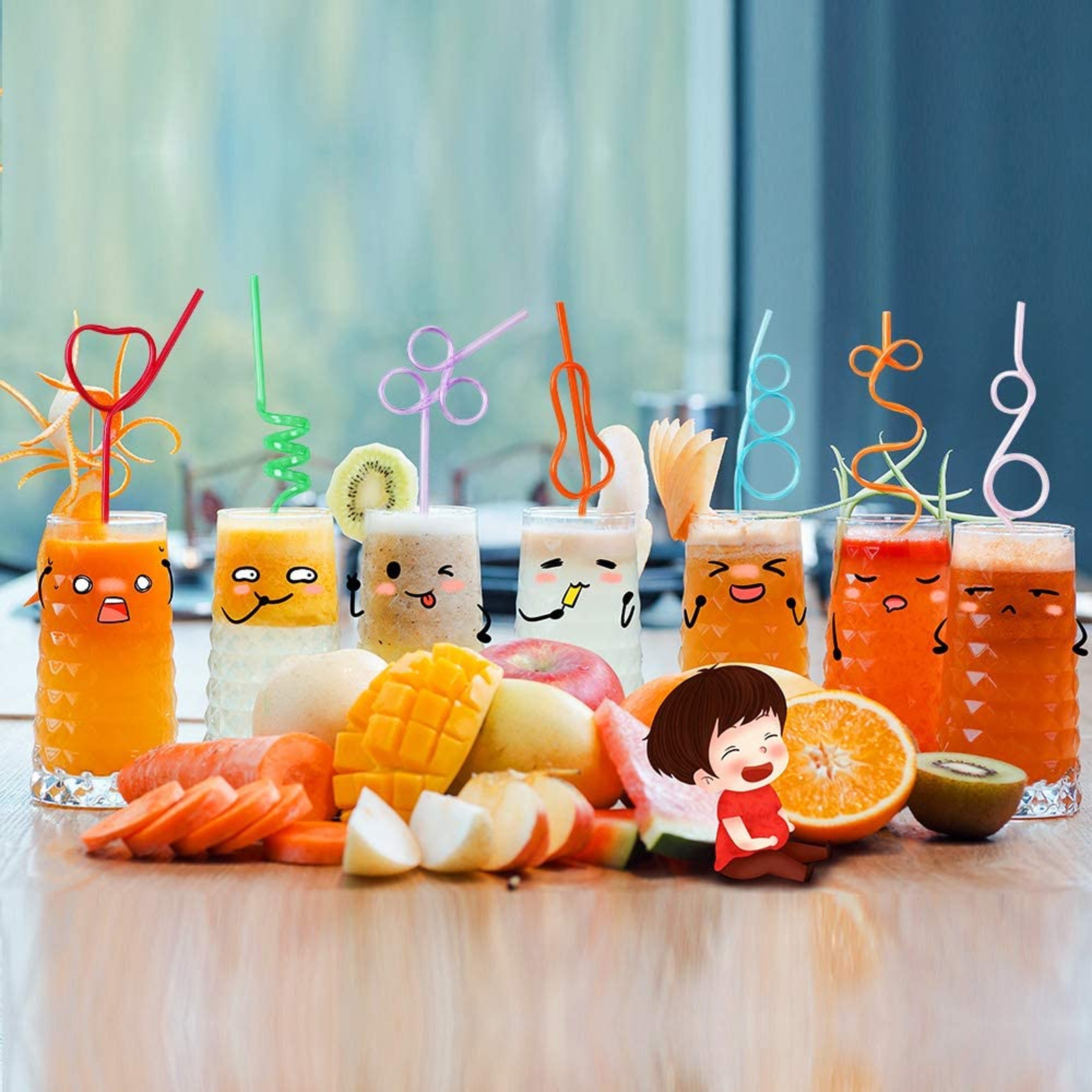 Colorful Crazy Curly Drinking Straws - 10pcs Fun Flexible Tubes for Kids Birthday Party & Bar Supplies – view 5
