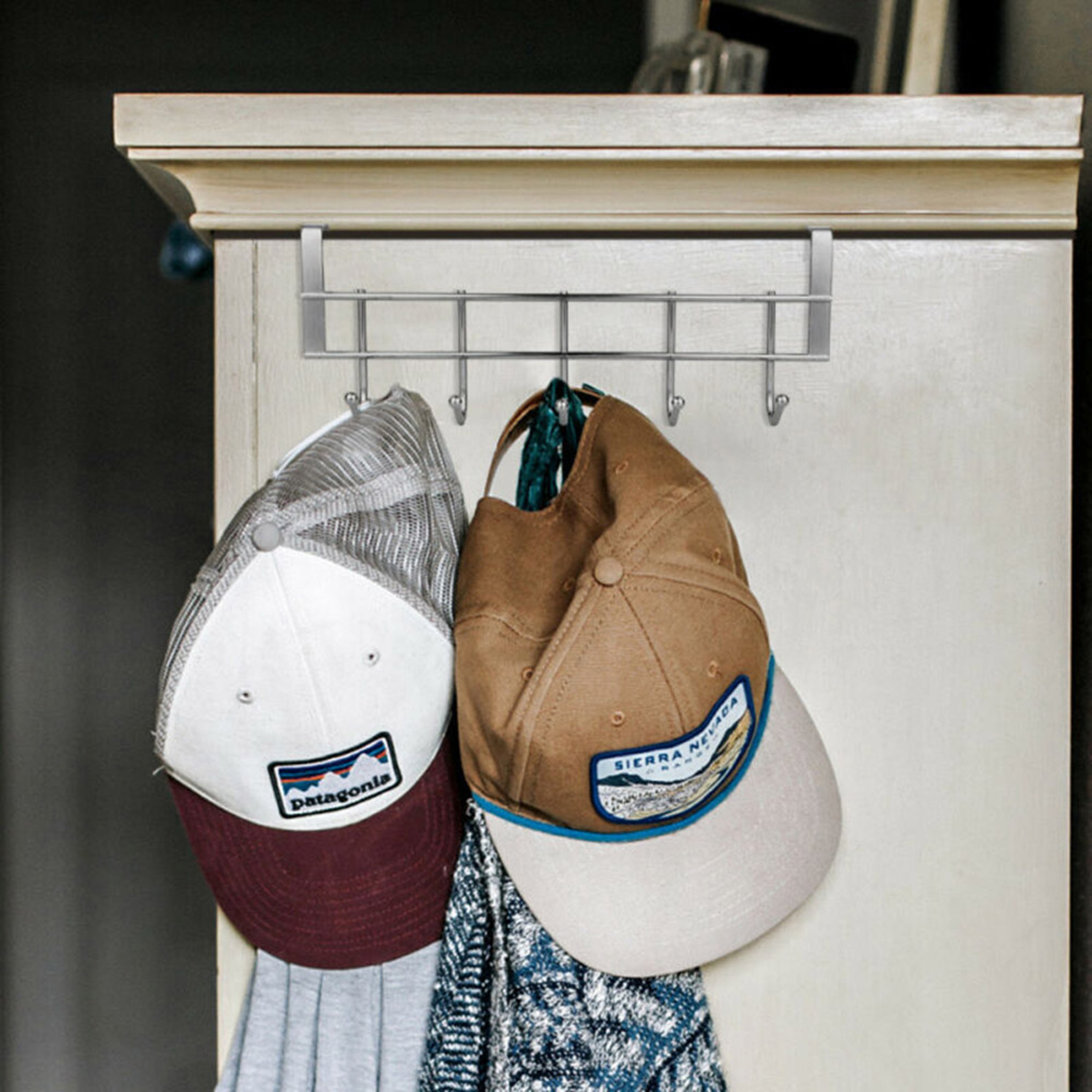 Premium Stainless Steel Over Door Hook Rack Organizer 4