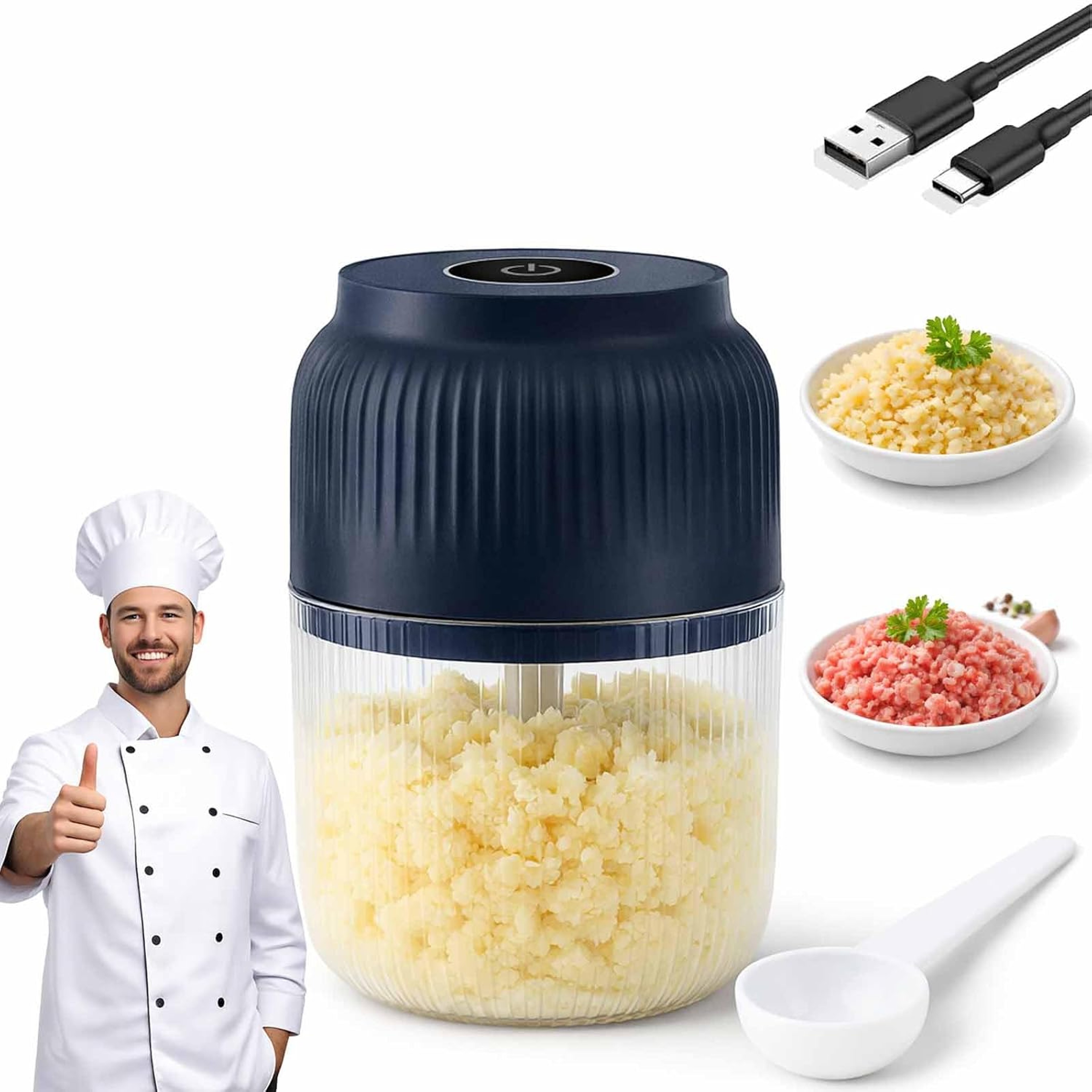 Portable Electric Garlic Chopper USB Mini Food Processor for Vegetables Fruits & Meat – view 2