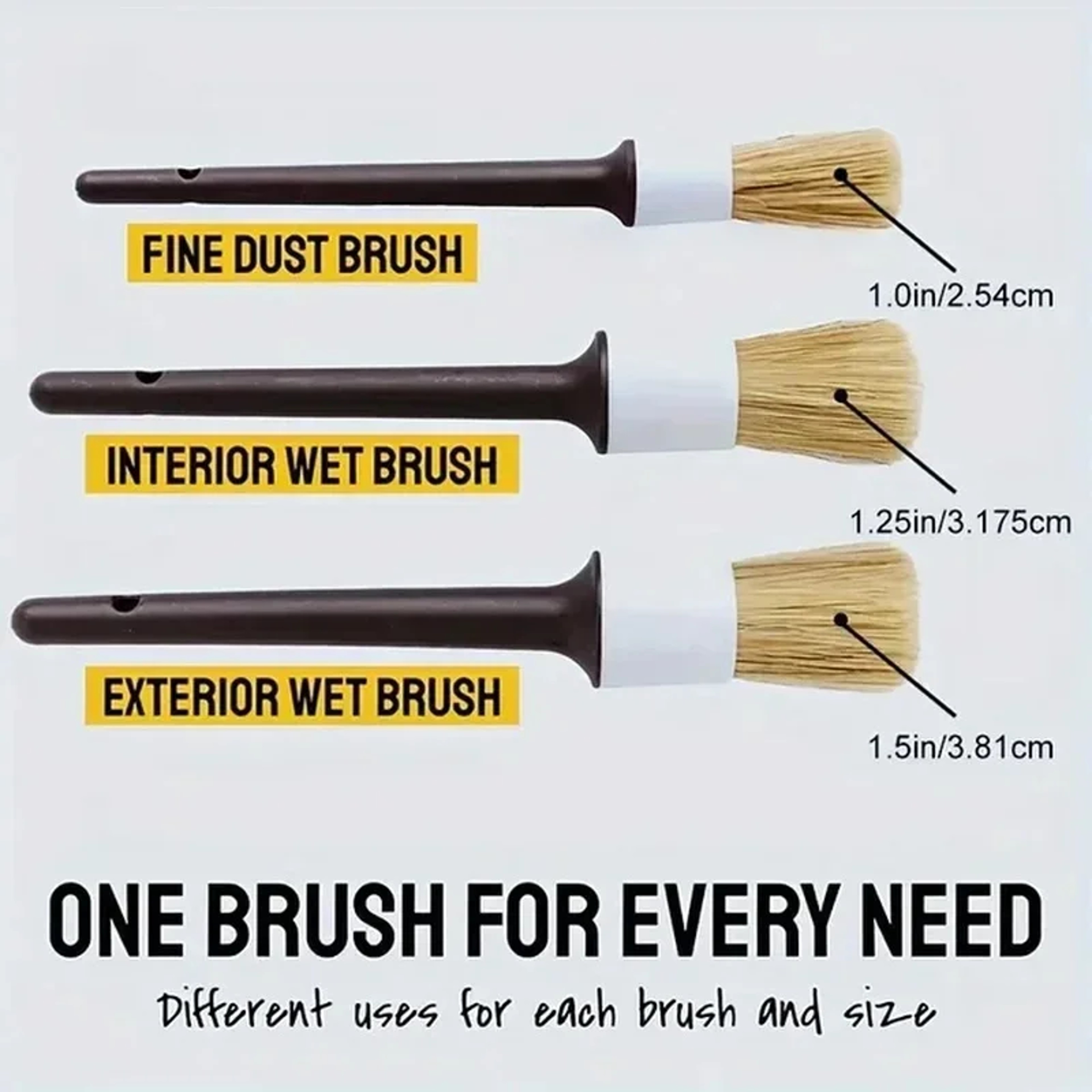 Premium Car Detailing Brushes Set with Soft Boar Hair Brush for Interior & Exterior Cleaning – view 4