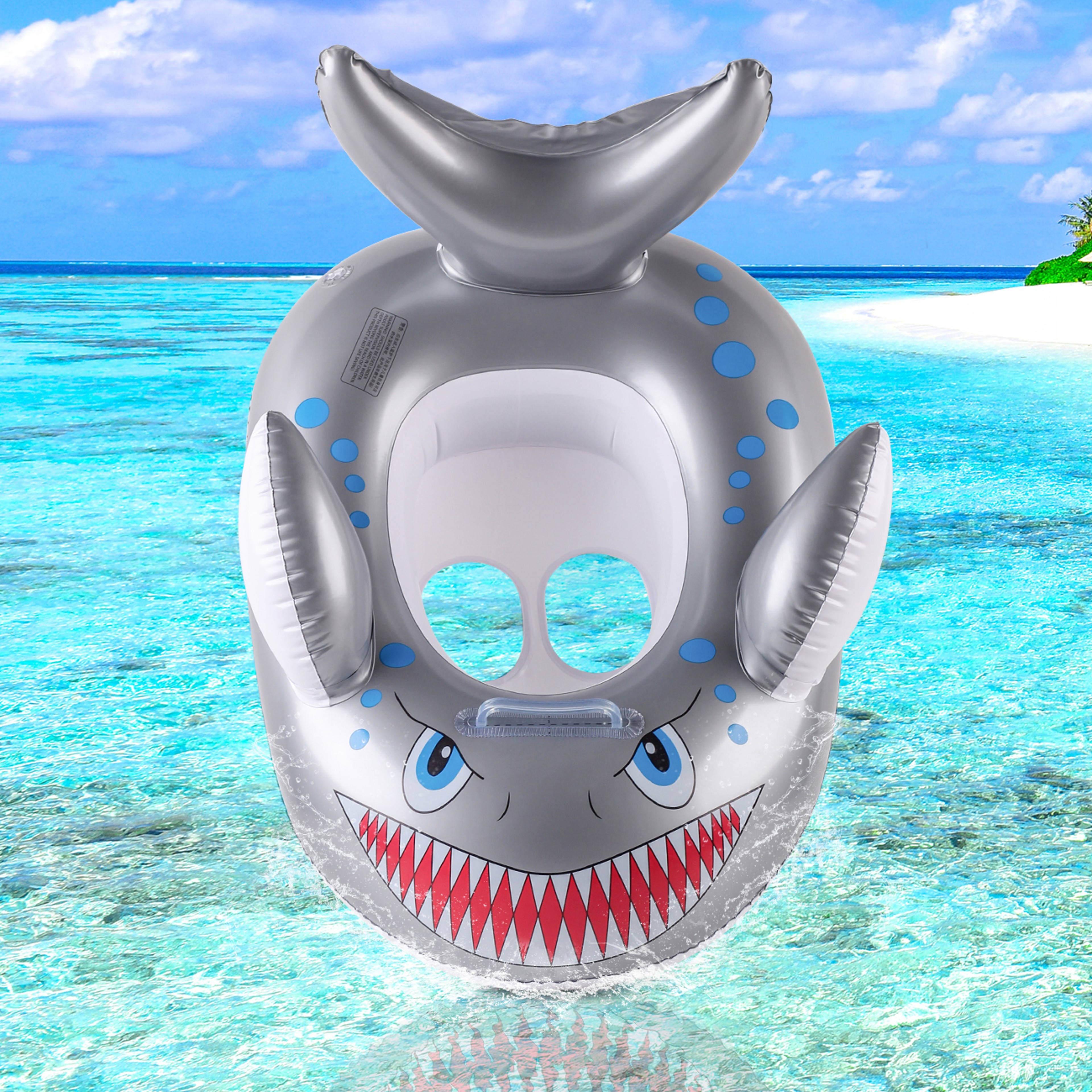 Grey Shark Inflatable Swim Ring Pool Float for Beach, Pool Parties & Summer Water Fun – view 1