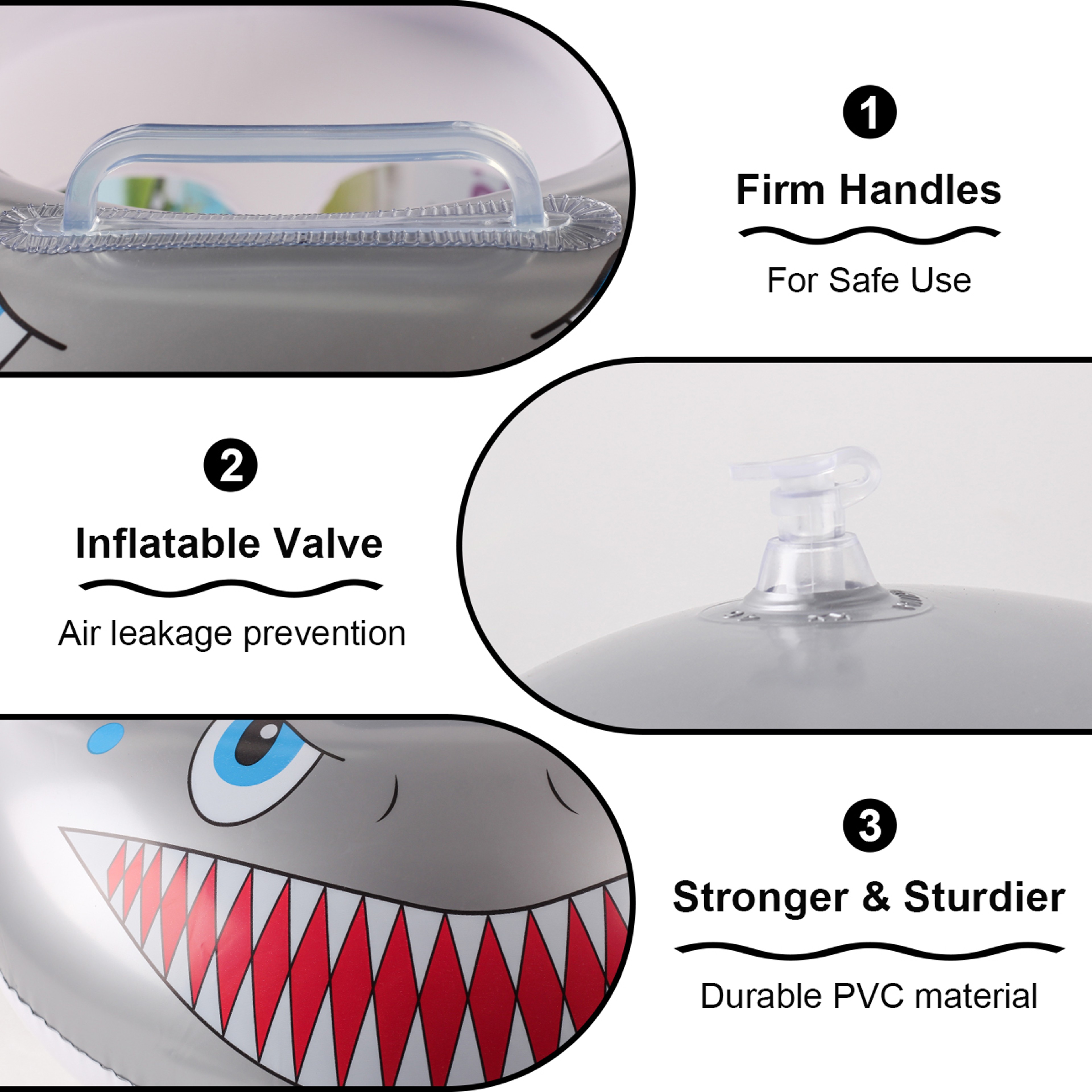 Grey Shark Inflatable Swim Ring Pool Float for Beach, Pool Parties & Summer Water Fun – view 3