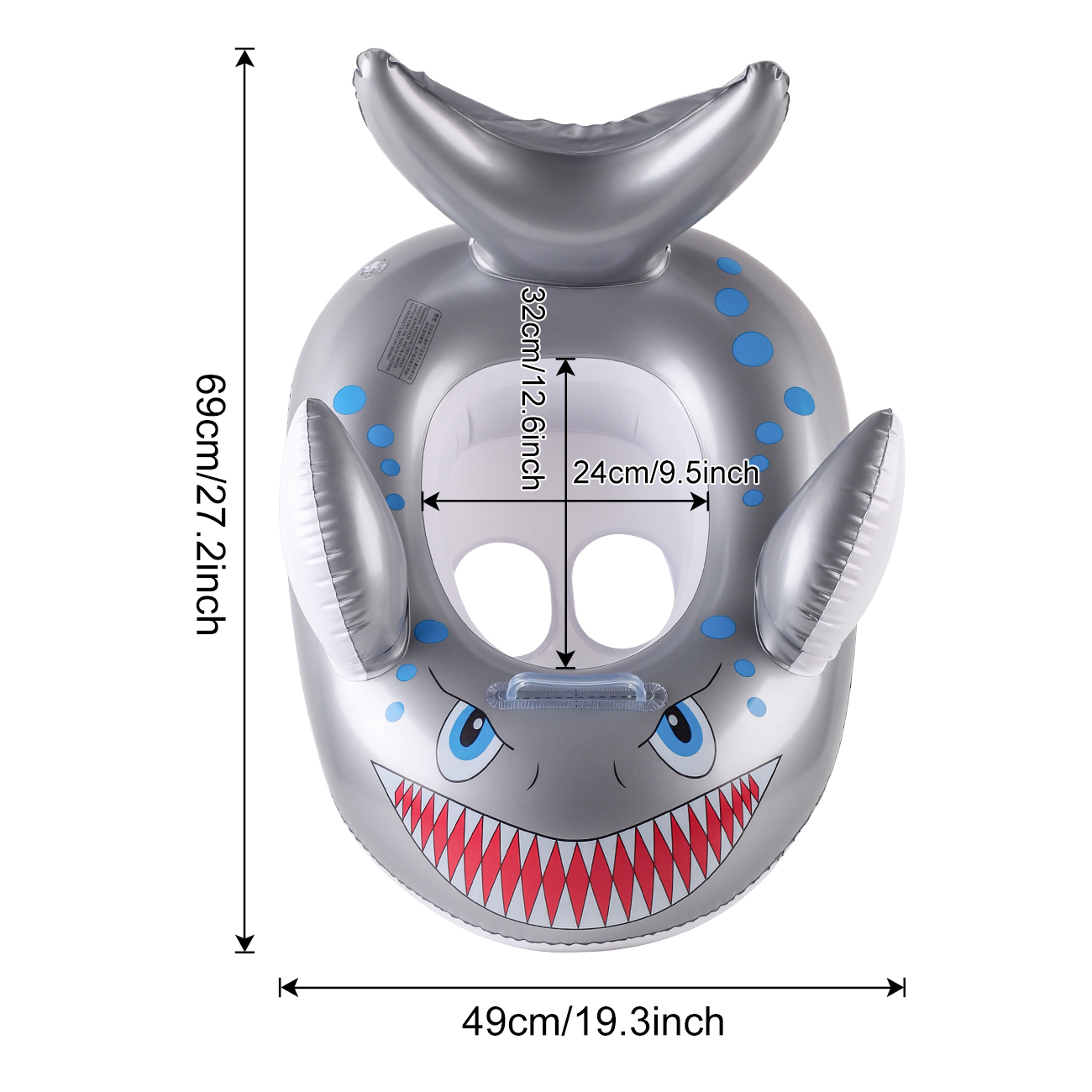 Grey Shark Inflatable Swim Ring Pool Float for Beach, Pool Parties & Summer Water Fun – view 4