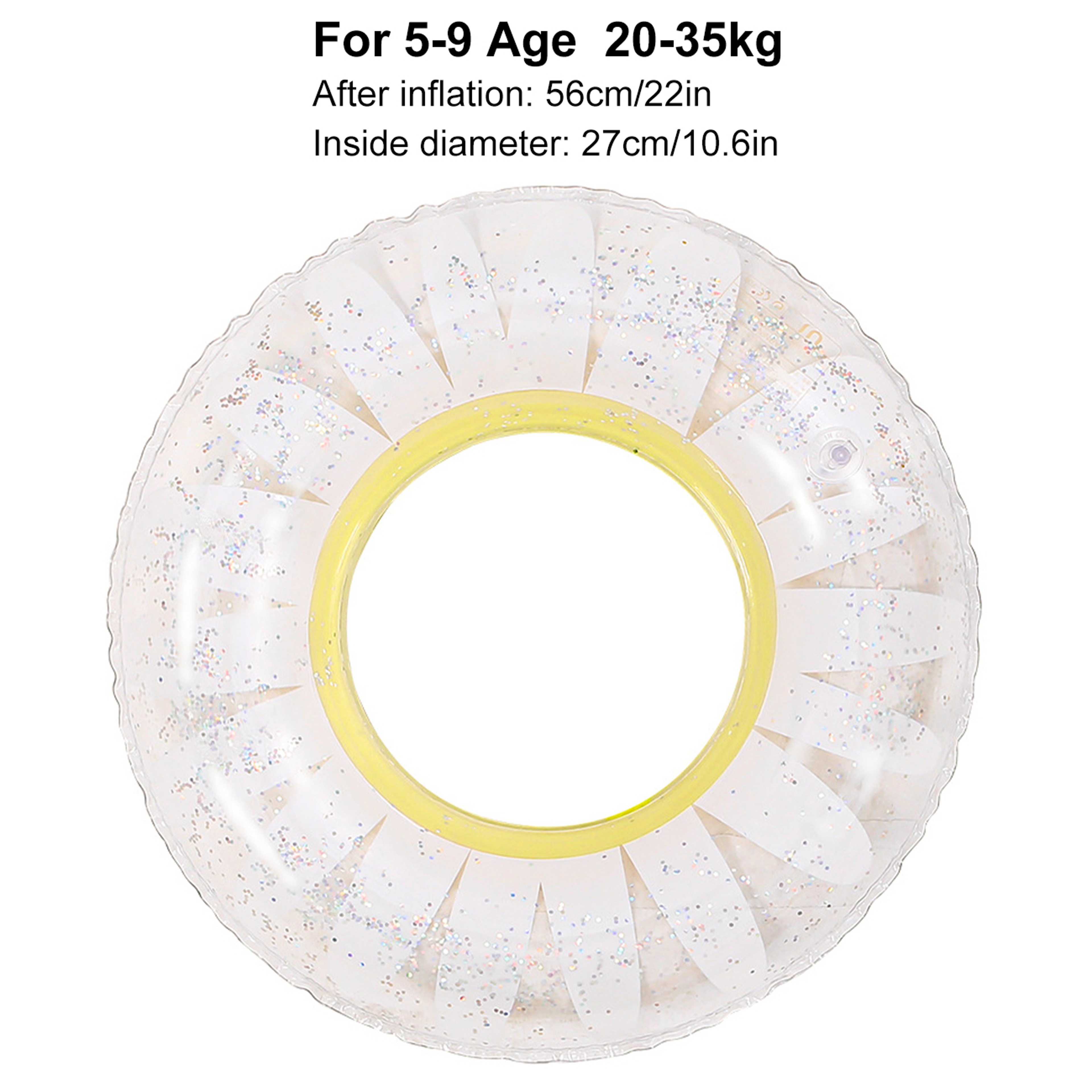 Clear Daisy Glitter Inflatable Swim Ring Premium Floral Pool Float For Summer Beach  Pool Fun 5