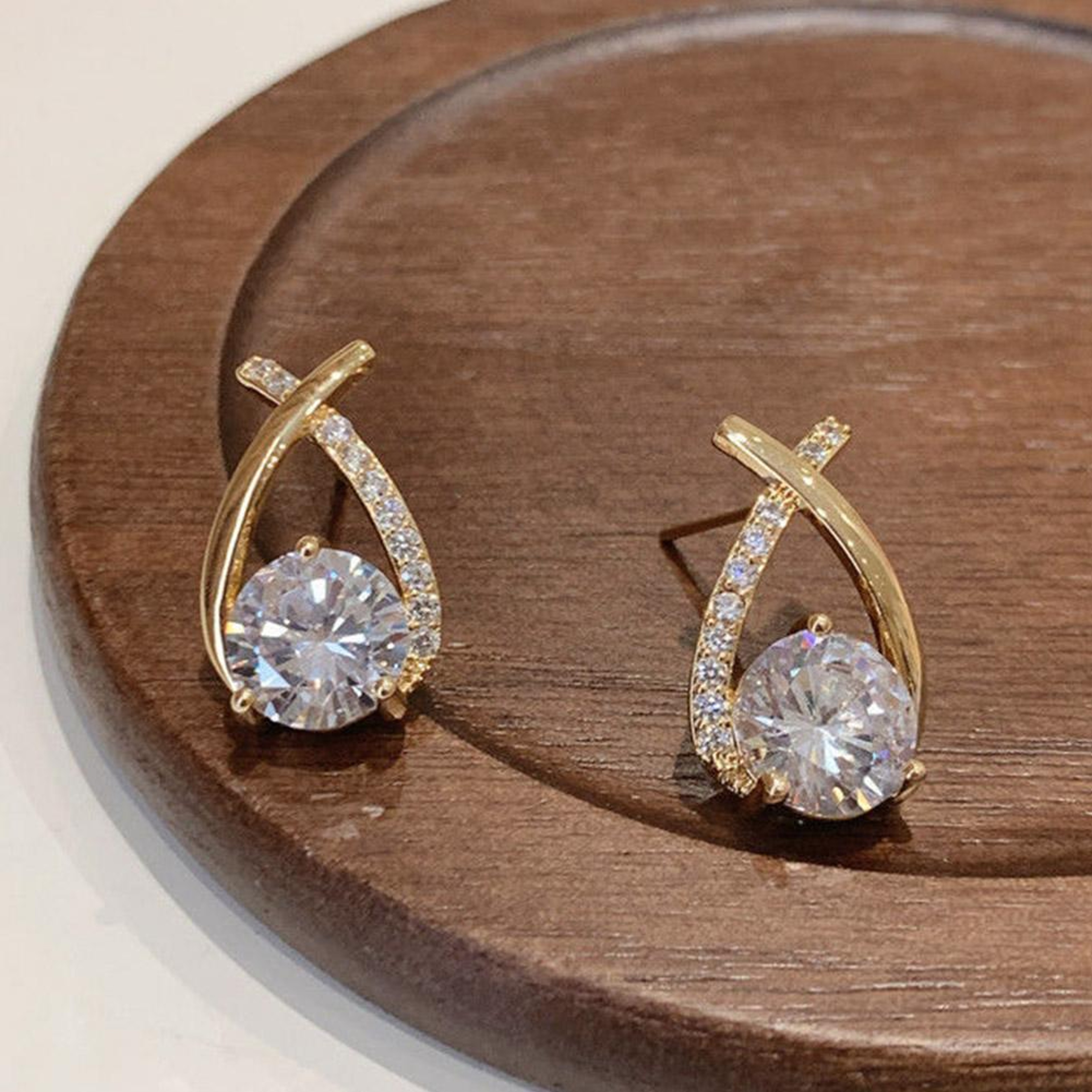 Vintage Cross Stud Earrings with Crystal Fishtail Design for Women and Girls – view 4