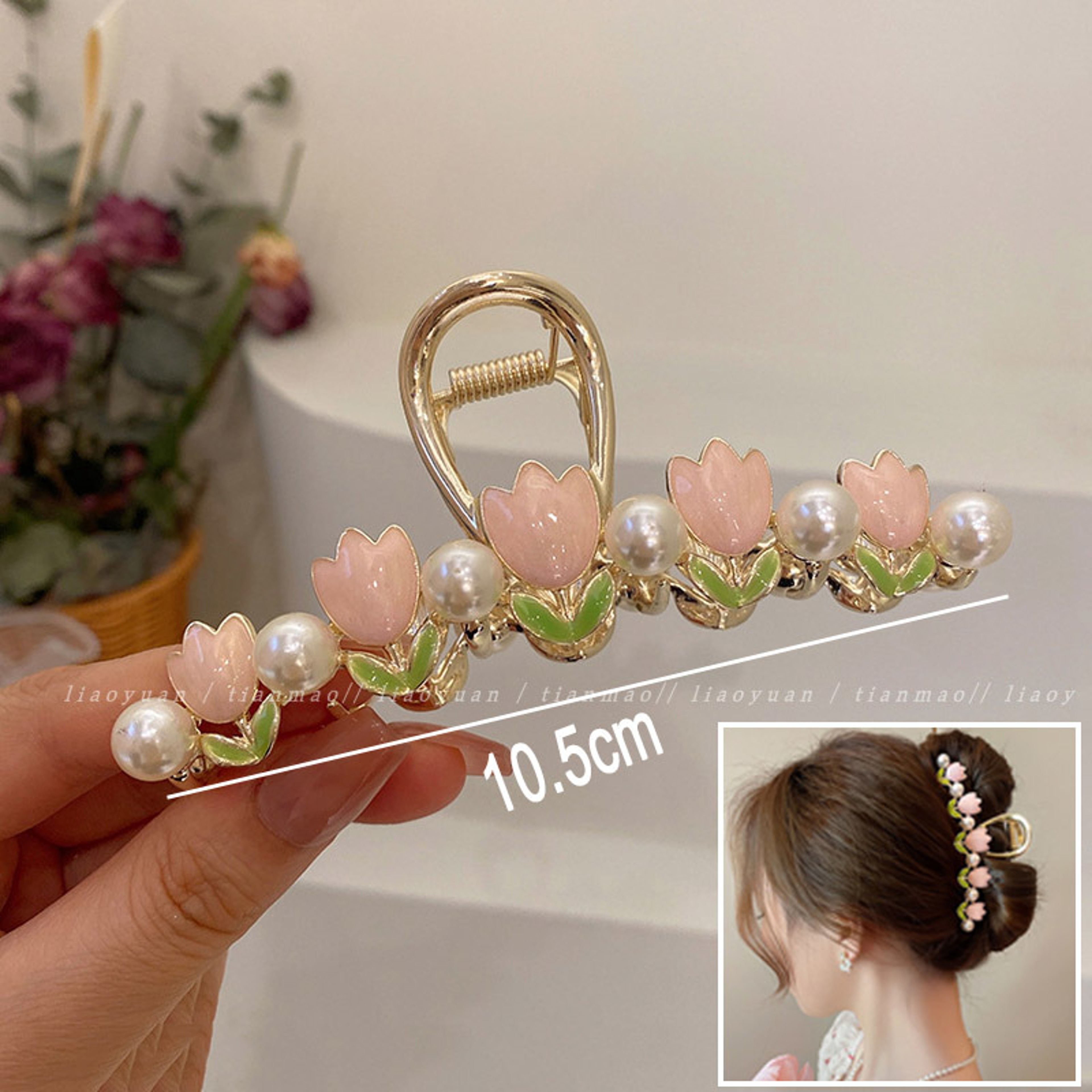 Sweet Bloom Flower Hair Claw Clip for Women Cute Shark Hair Clip Ponytail Hair Accessory – view 10