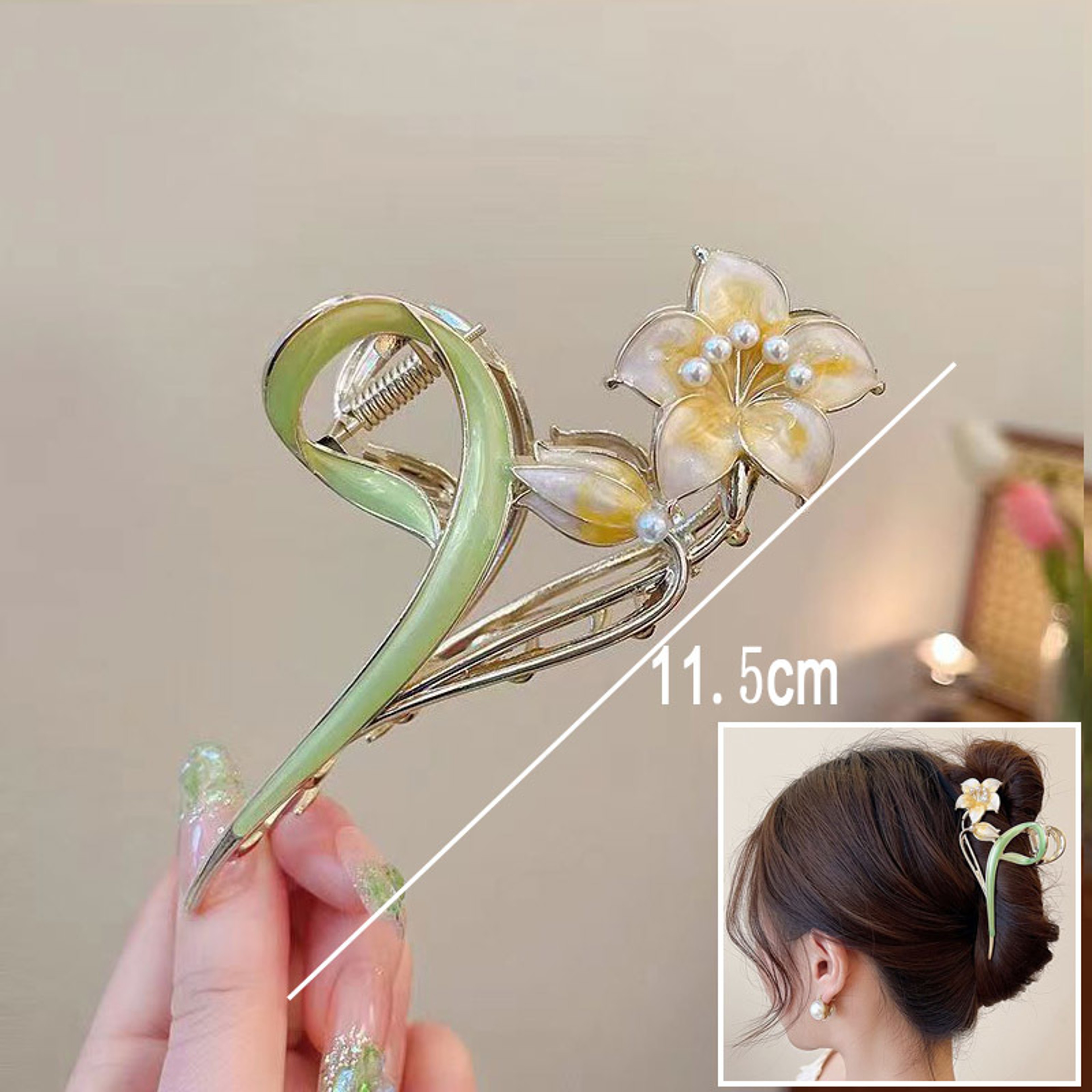 Sweet Bloom Flower Hair Claw Clip for Women Cute Shark Hair Clip Ponytail Hair Accessory – view 14