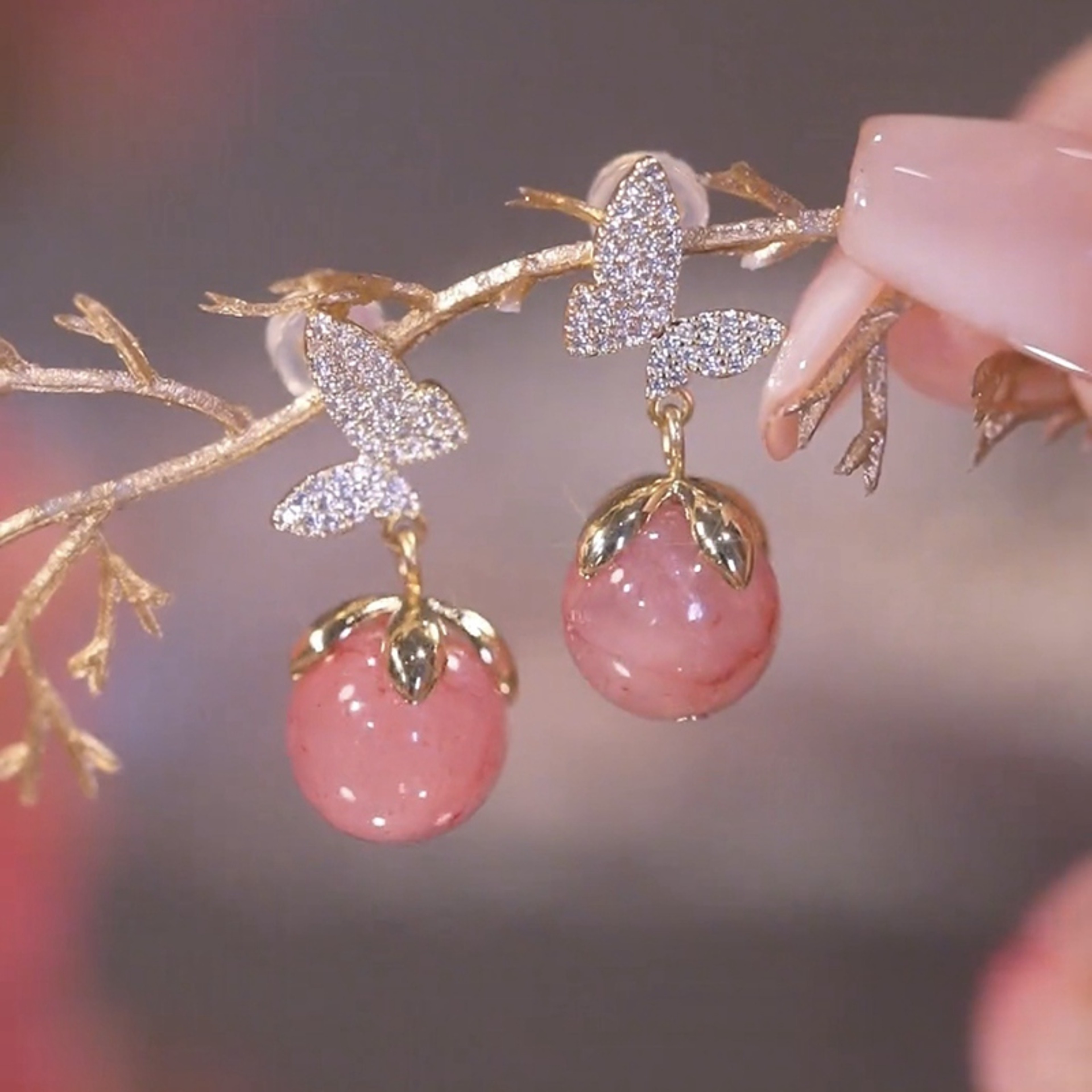 Tulip Stud Earrings with Pearl & Zircon Floral Design for Women – view 9