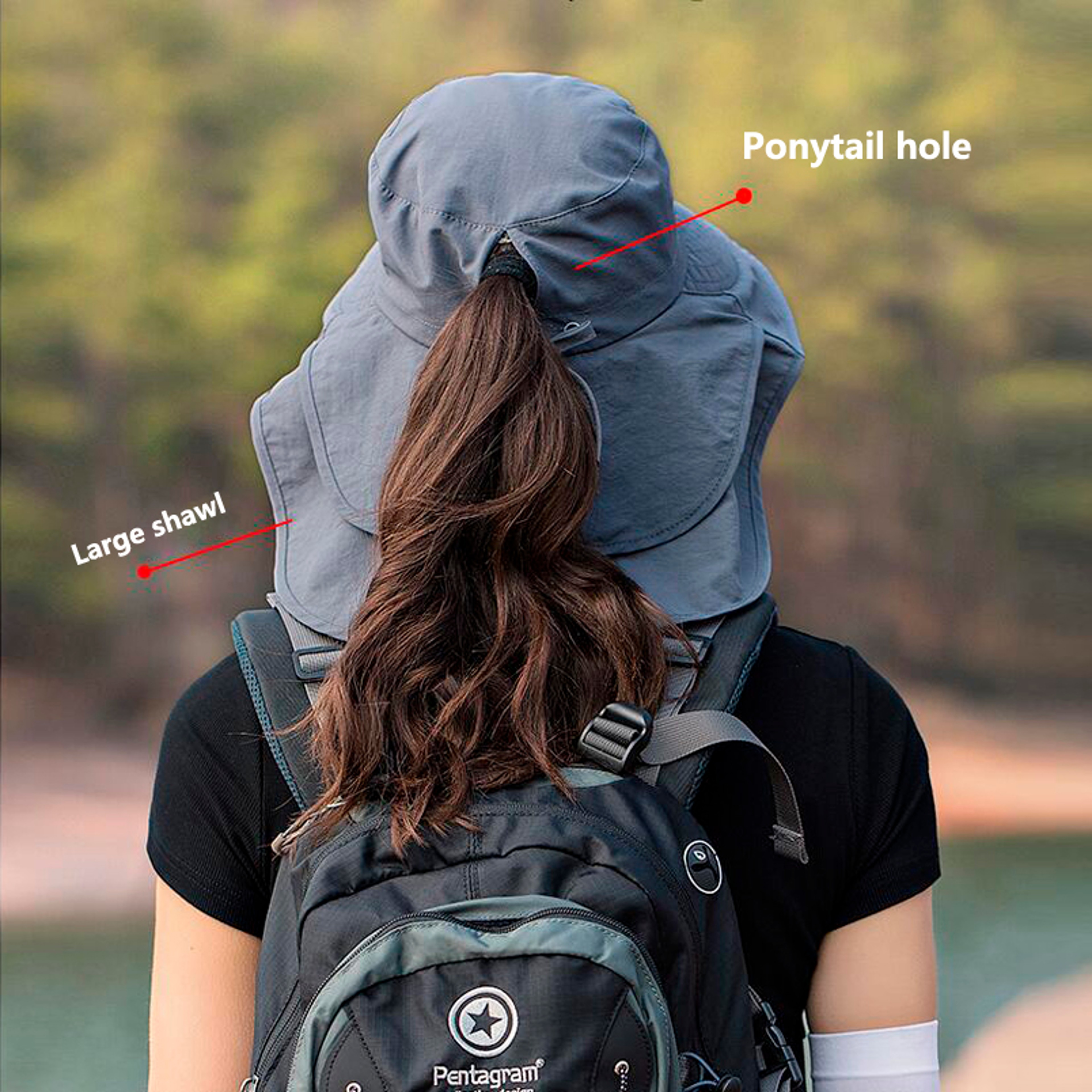 Women's Ponytail Sun Hat Wide Brim Visor with UV Protection for Beach, Travel & Outdoor Adventures – view 4