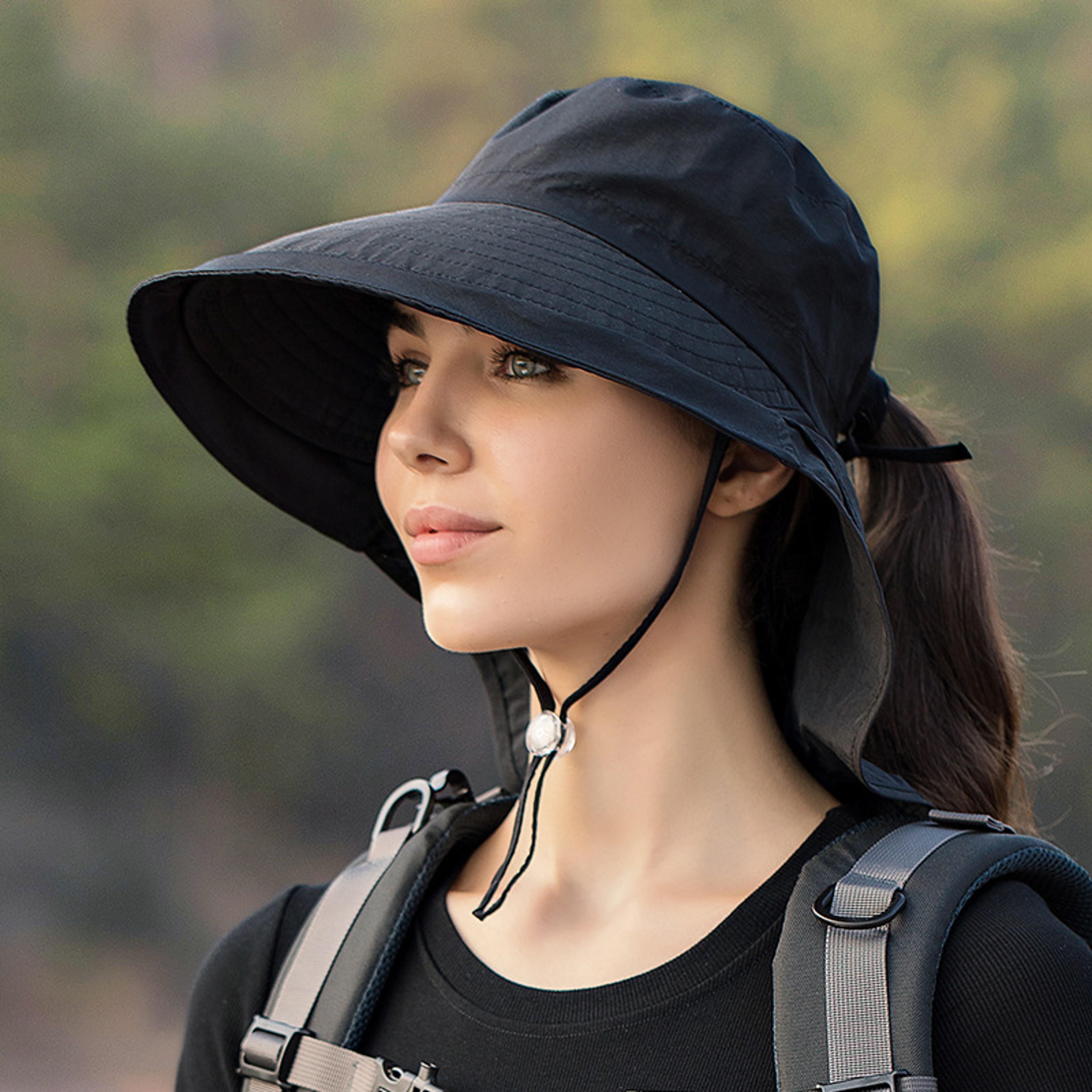 Women's Ponytail Sun Hat Wide Brim Visor with UV Protection for Beach, Travel & Outdoor Adventures – view 13