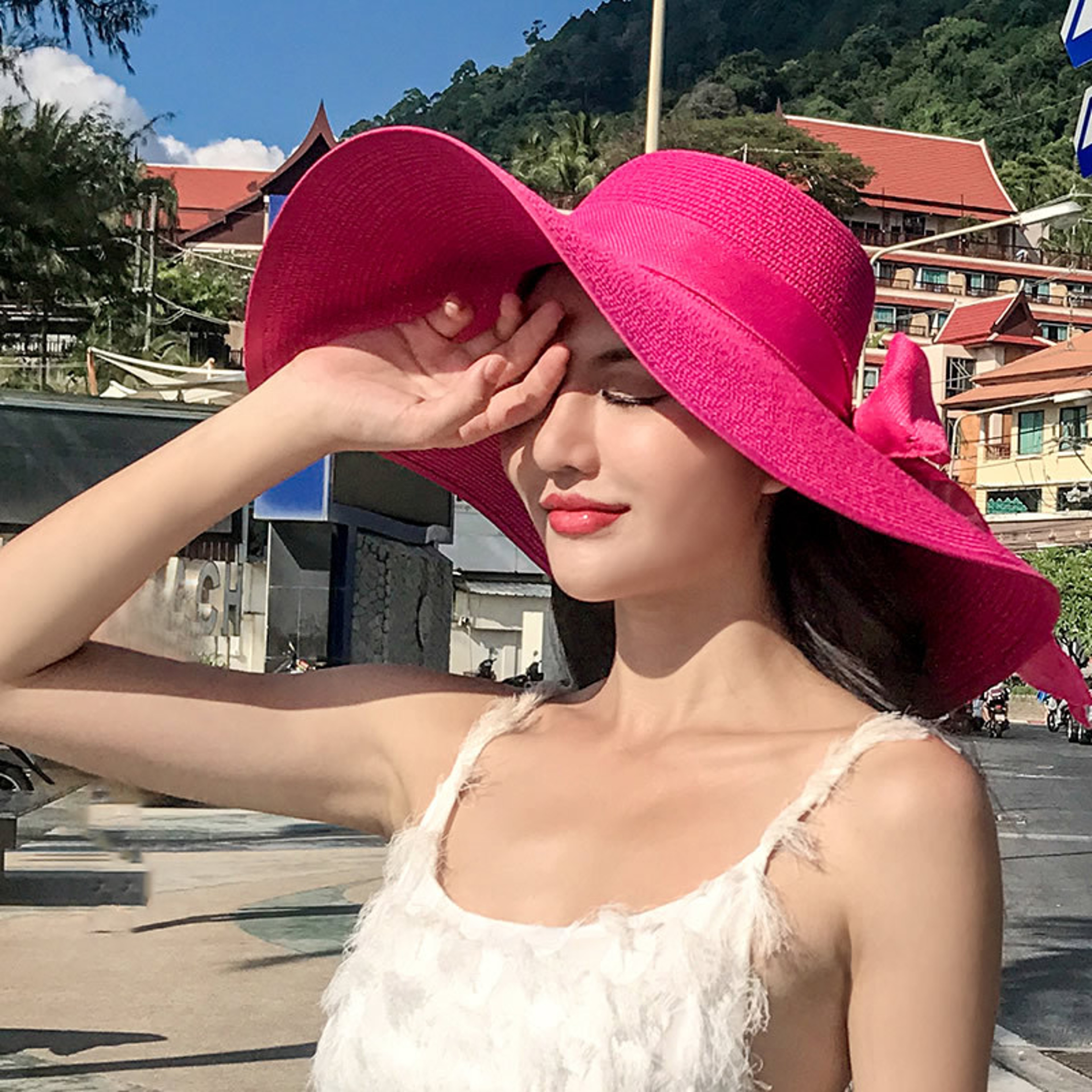 Women's Foldable Straw Hat UV Protection Beach Sun Visor for Travel & Summer – view 9