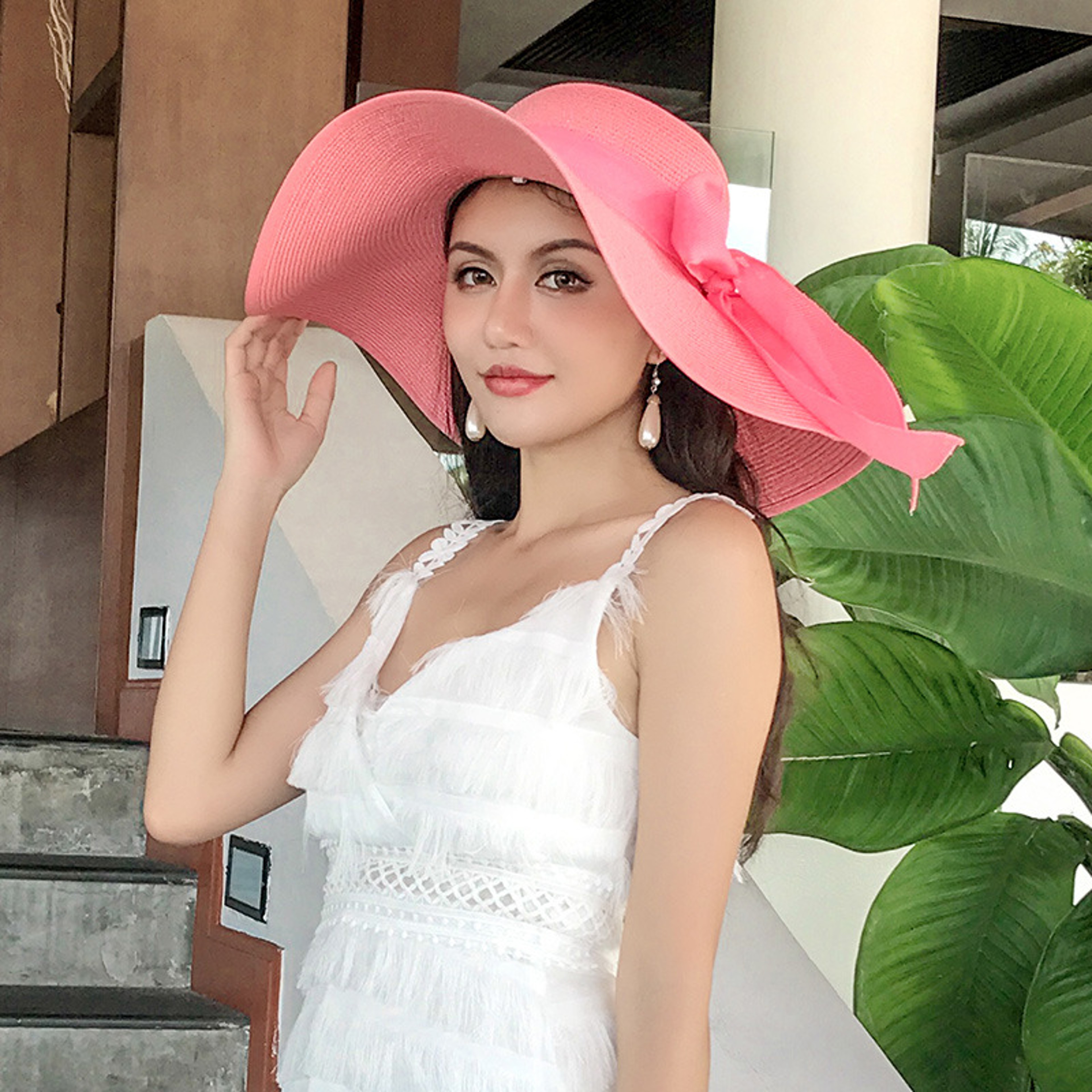 Women's Foldable Straw Hat UV Protection Beach Sun Visor for Travel & Summer – view 10