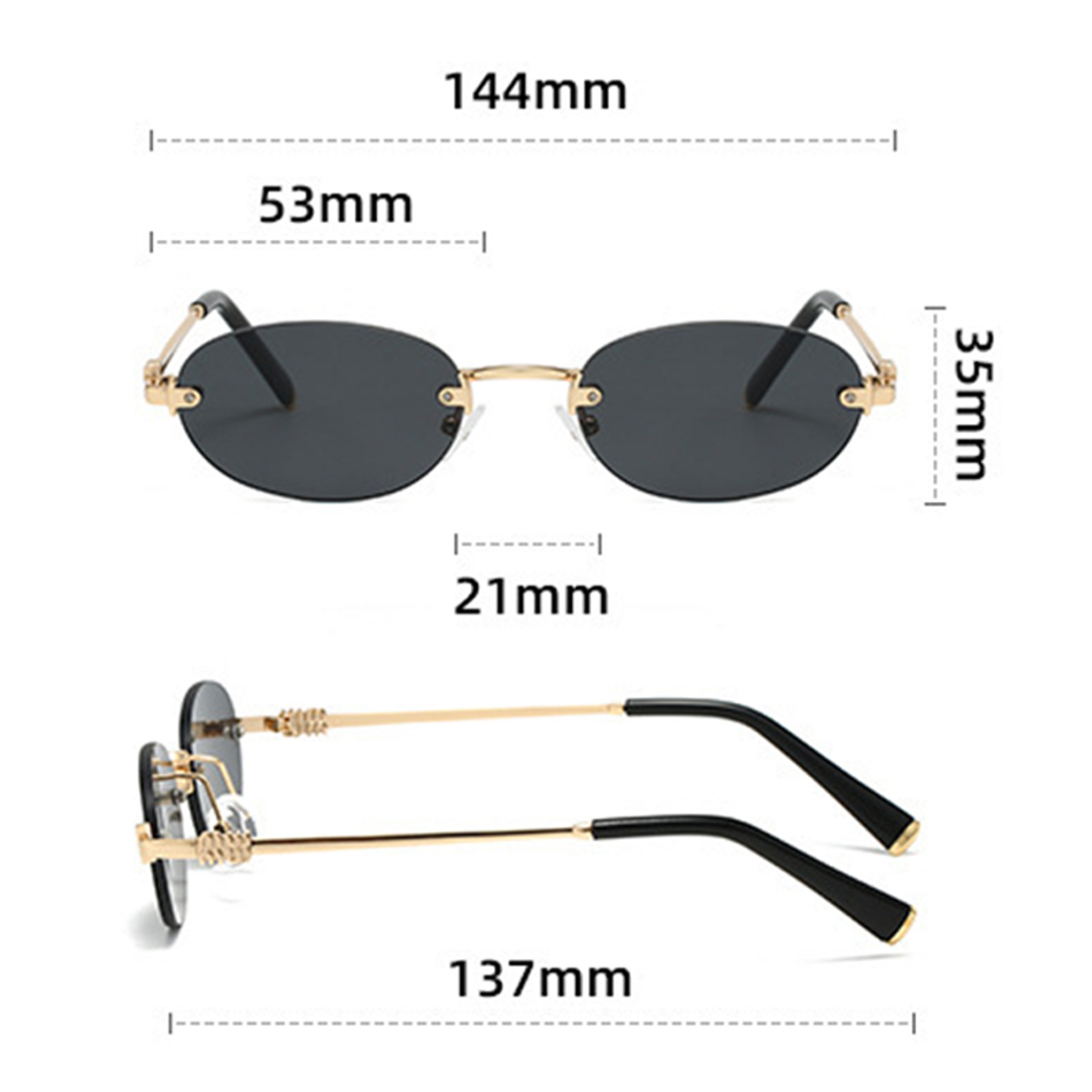 Luxe Rimless Sunglasses Oval Fashion Shades For Women  Men 5