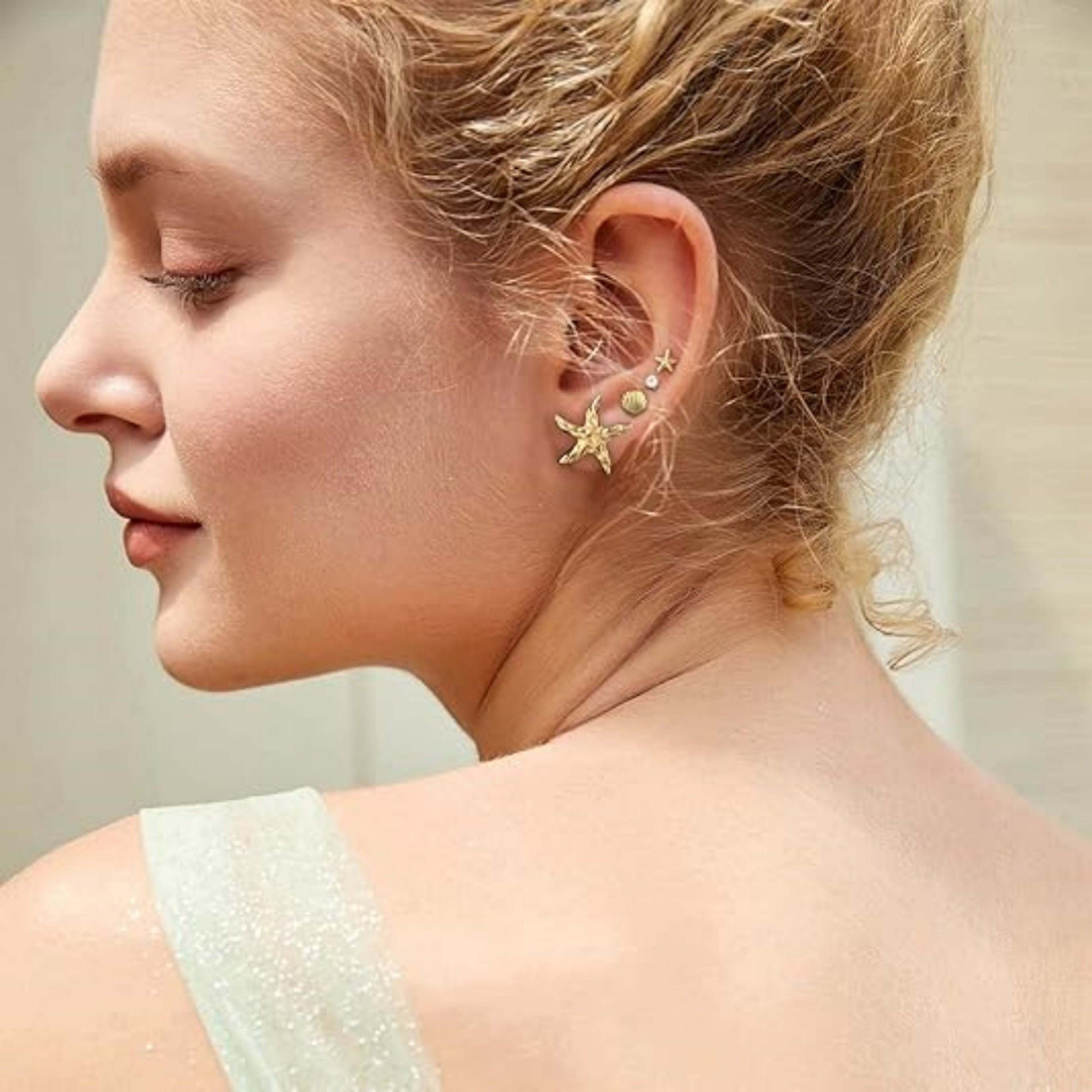 Gold Hoop Earrings Set with Pearl & Chunky Hoops for Women Hypoallergenic Statement Jewelry – view 5