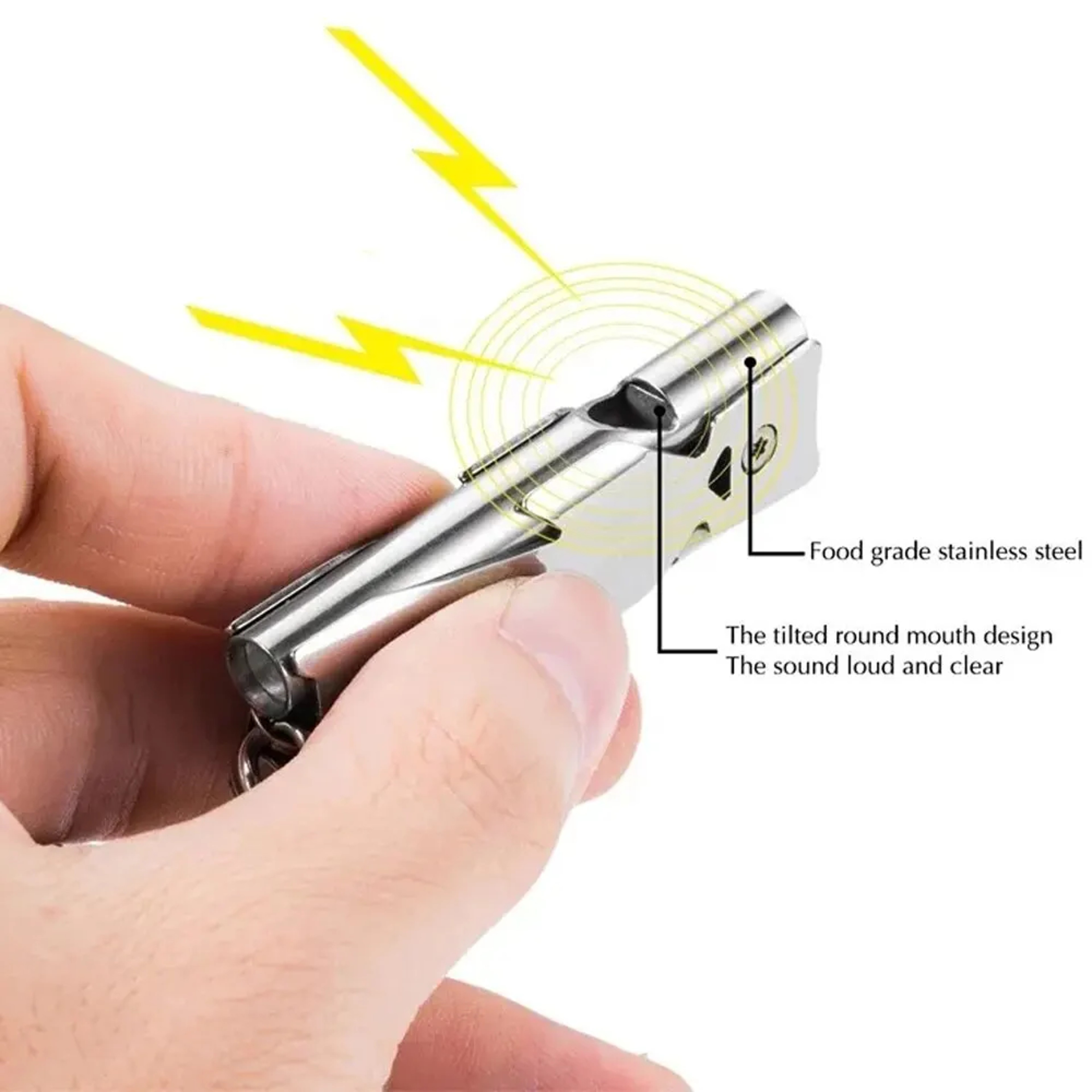 Double Pipe Survival Whistle Keychain Stainless Steel Emergency Whistle for Camping & Hiking – view 4
