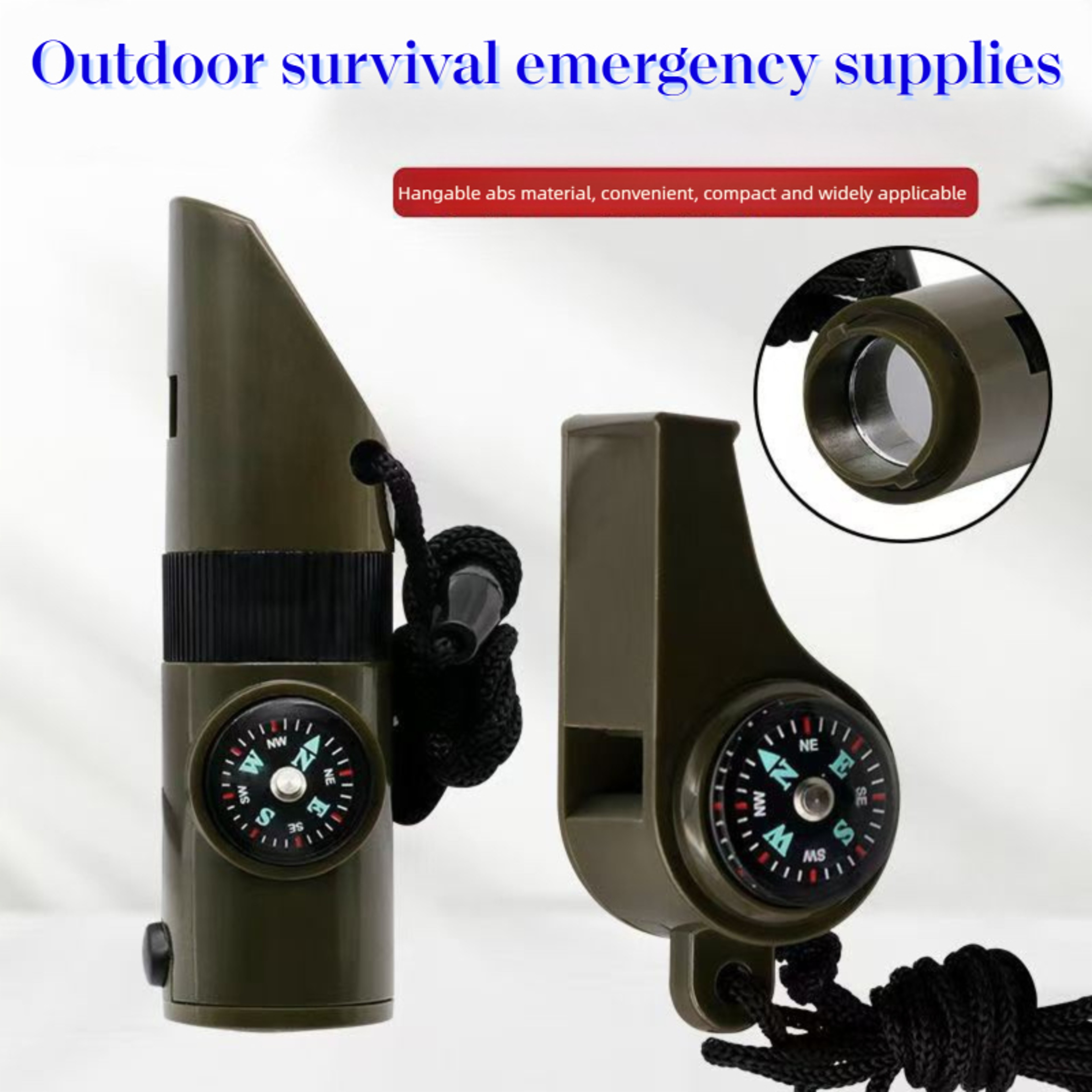 Survival Whistle with Emergency Compass and Thermometer for Camping Hiking & Safety Kits – view 2