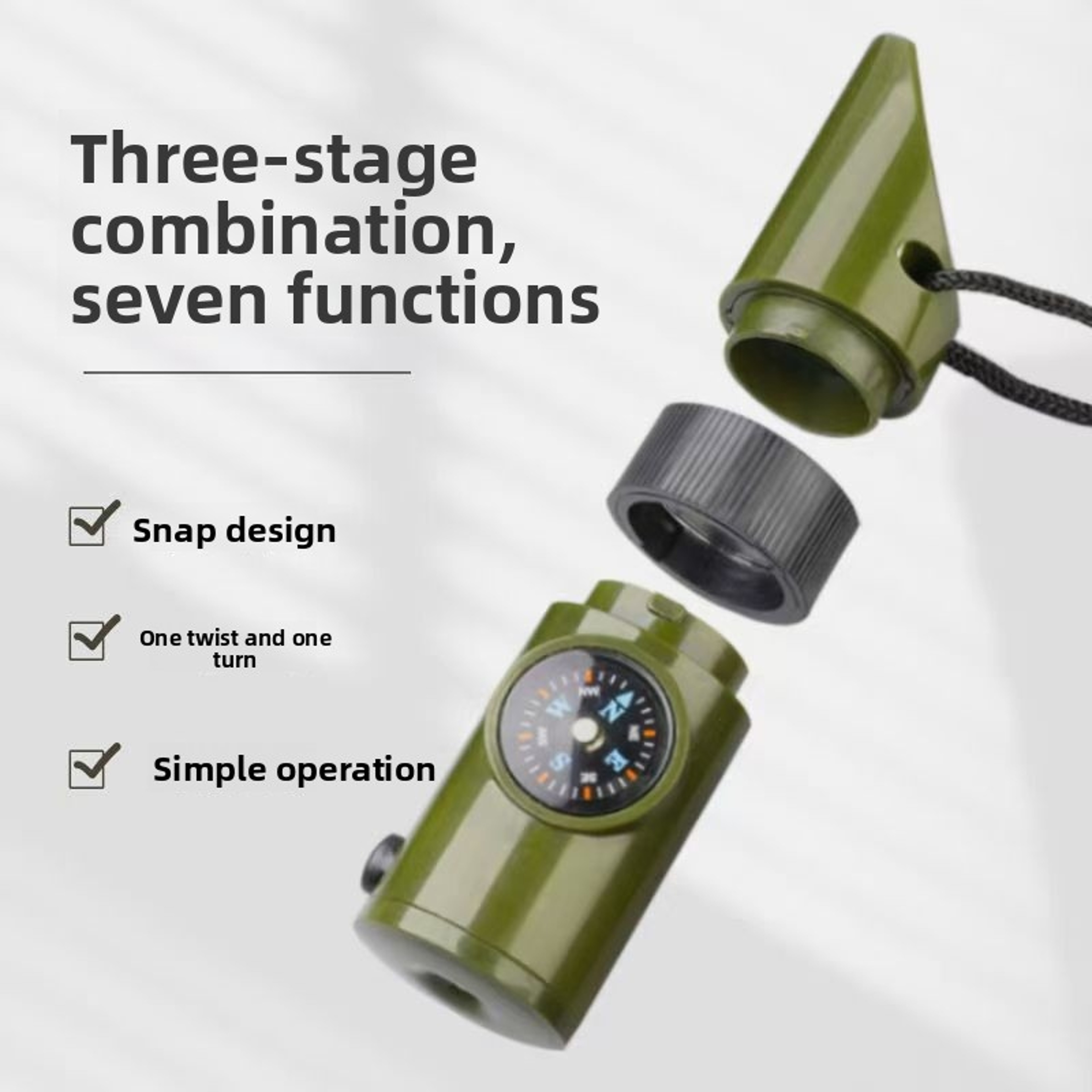 Survival Whistle with Emergency Compass and Thermometer for Camping Hiking & Safety Kits – view 3