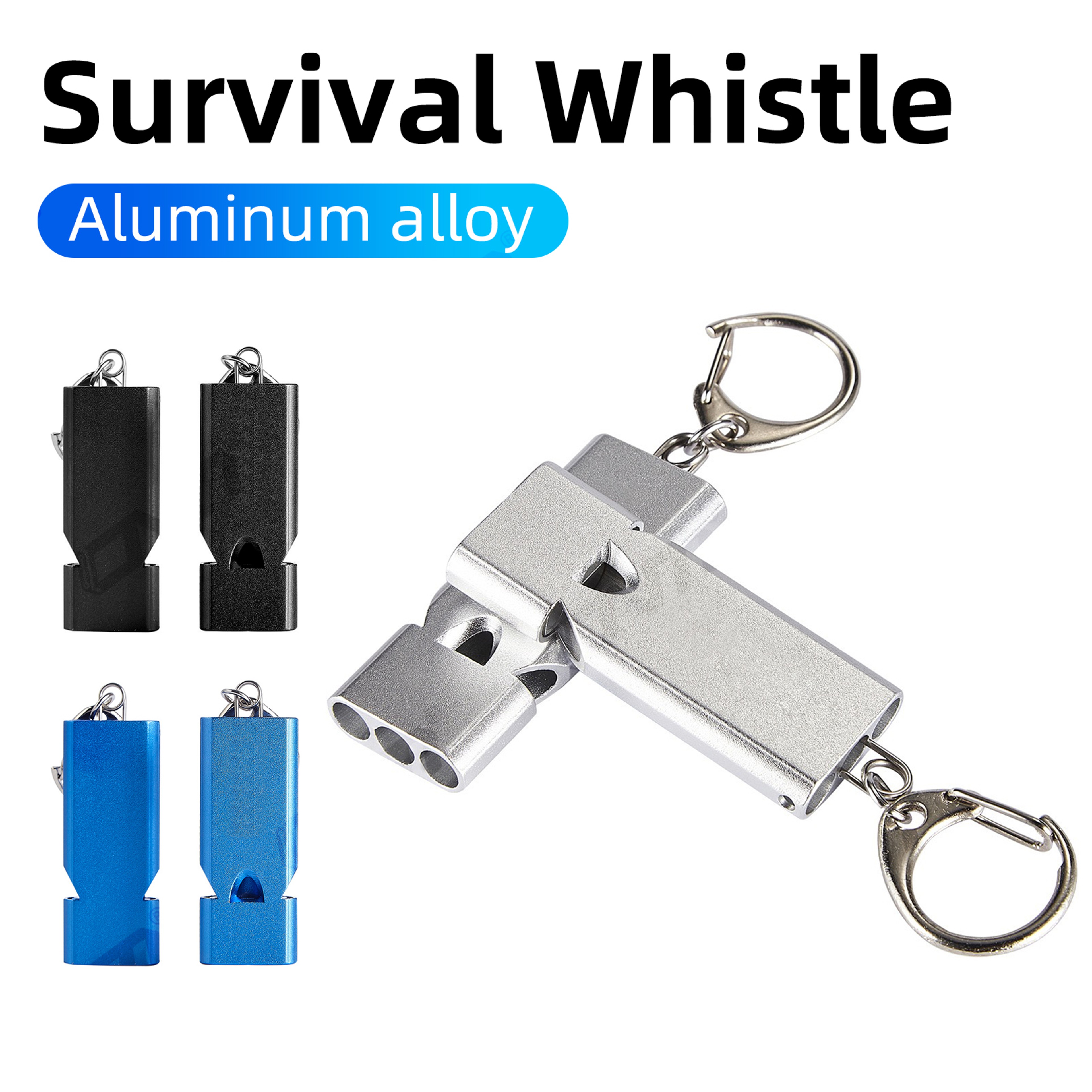 Survival Whistle Aluminum Alloy Emergency Whistle With Triple Tube Keychain 0