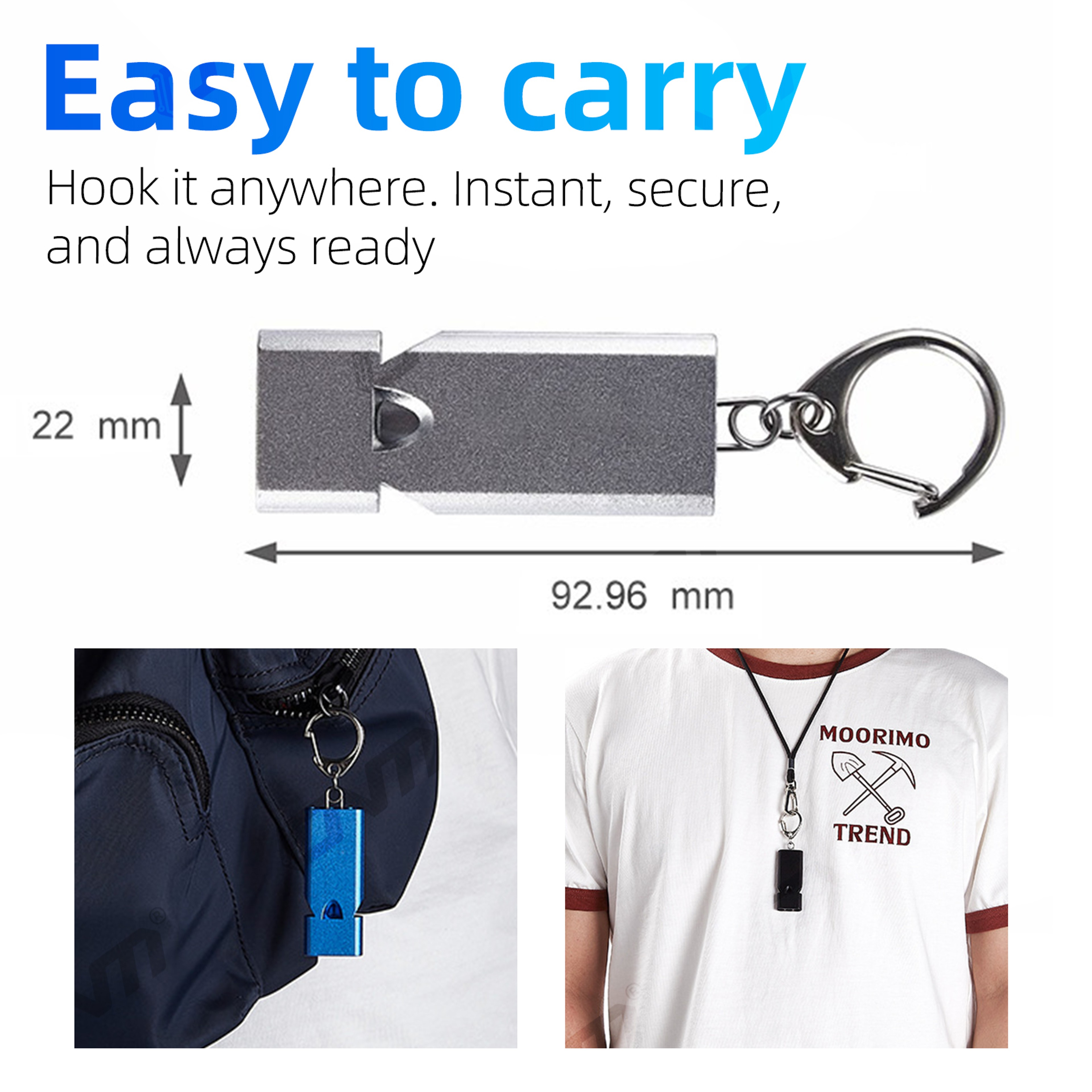 Survival Whistle Aluminum Alloy Emergency Whistle With Triple Tube Keychain 2