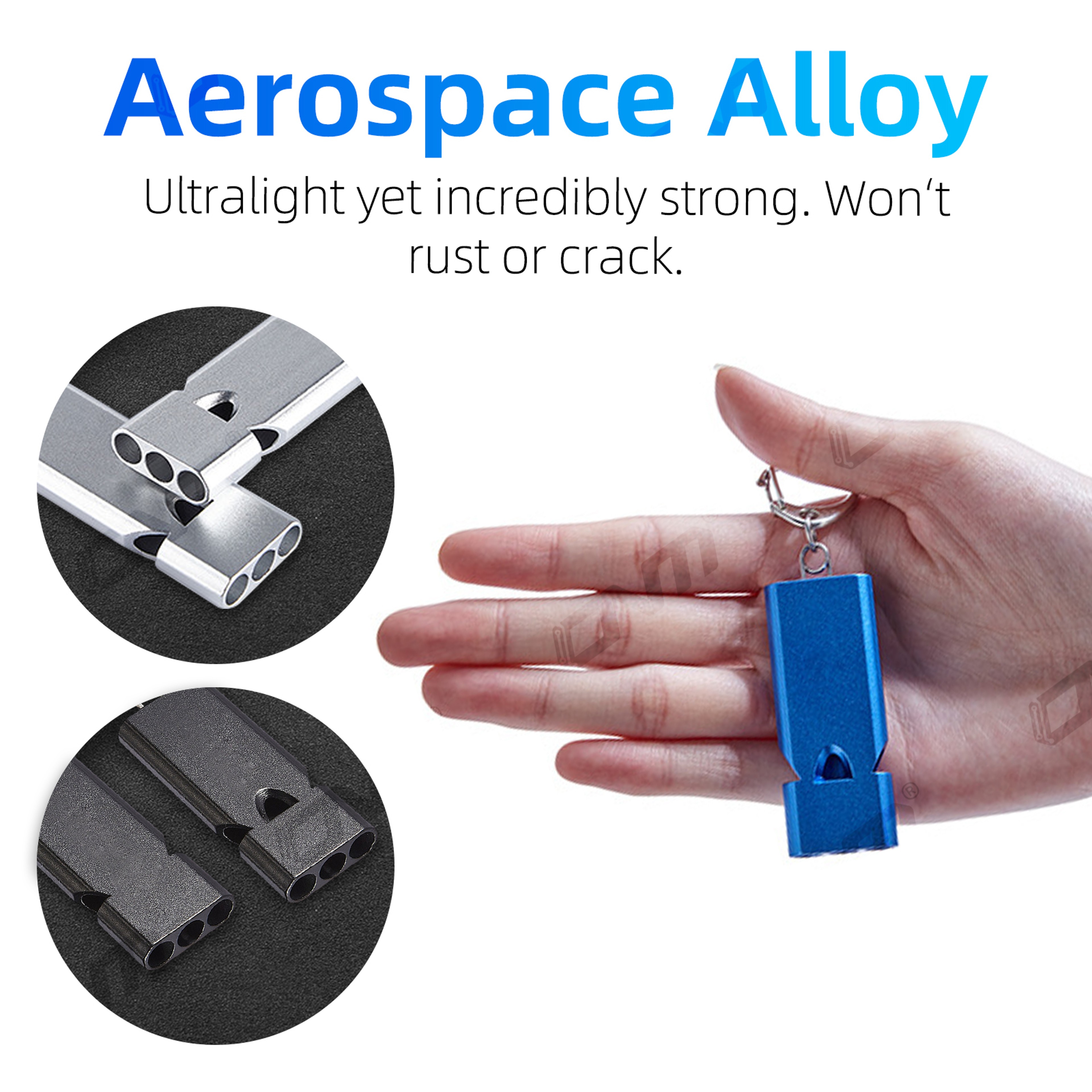 Survival Whistle Aluminum Alloy Emergency Whistle With Triple Tube Keychain 3