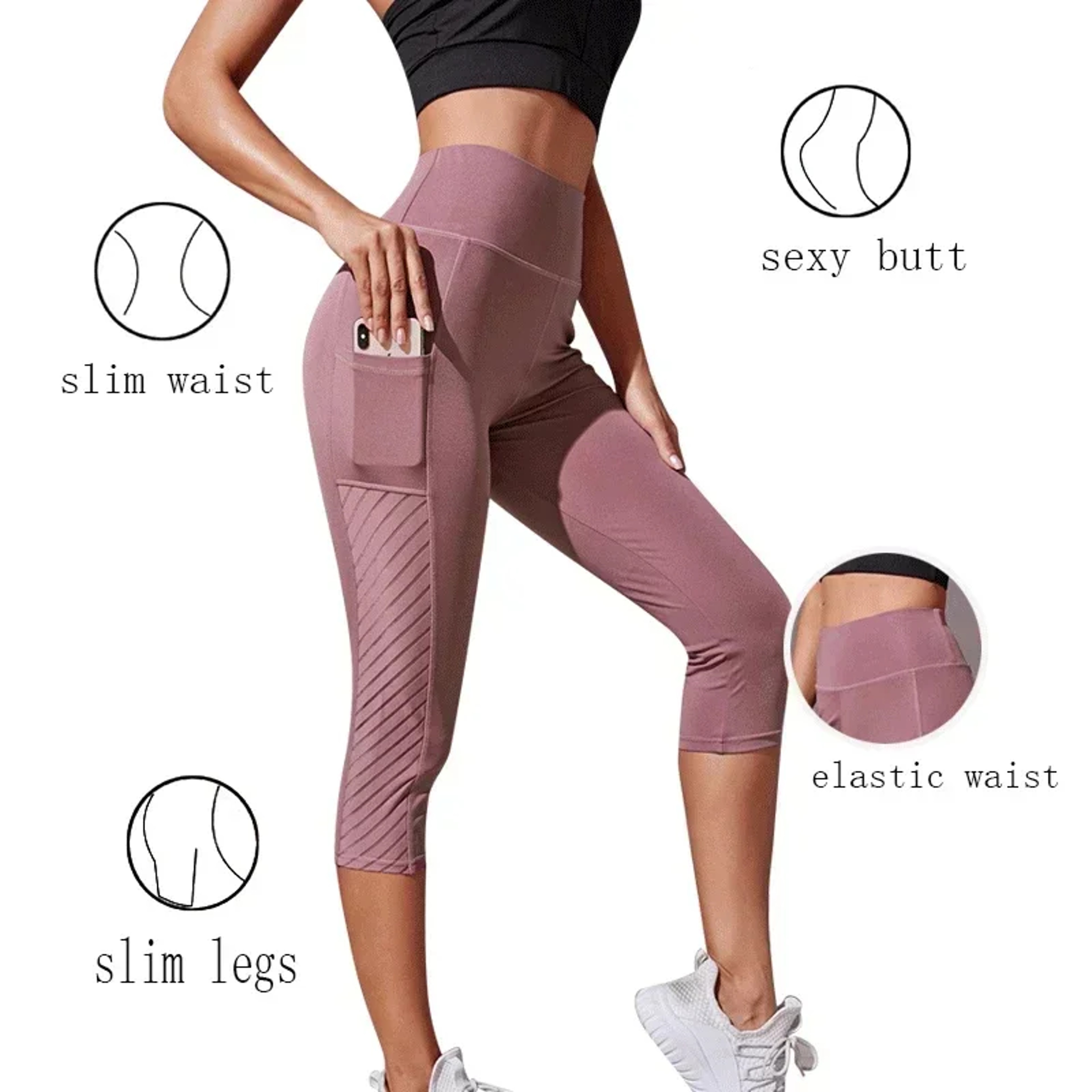 High Waisted Yoga Shorts With Pockets Quick Dry Workout Shorts For Women 1