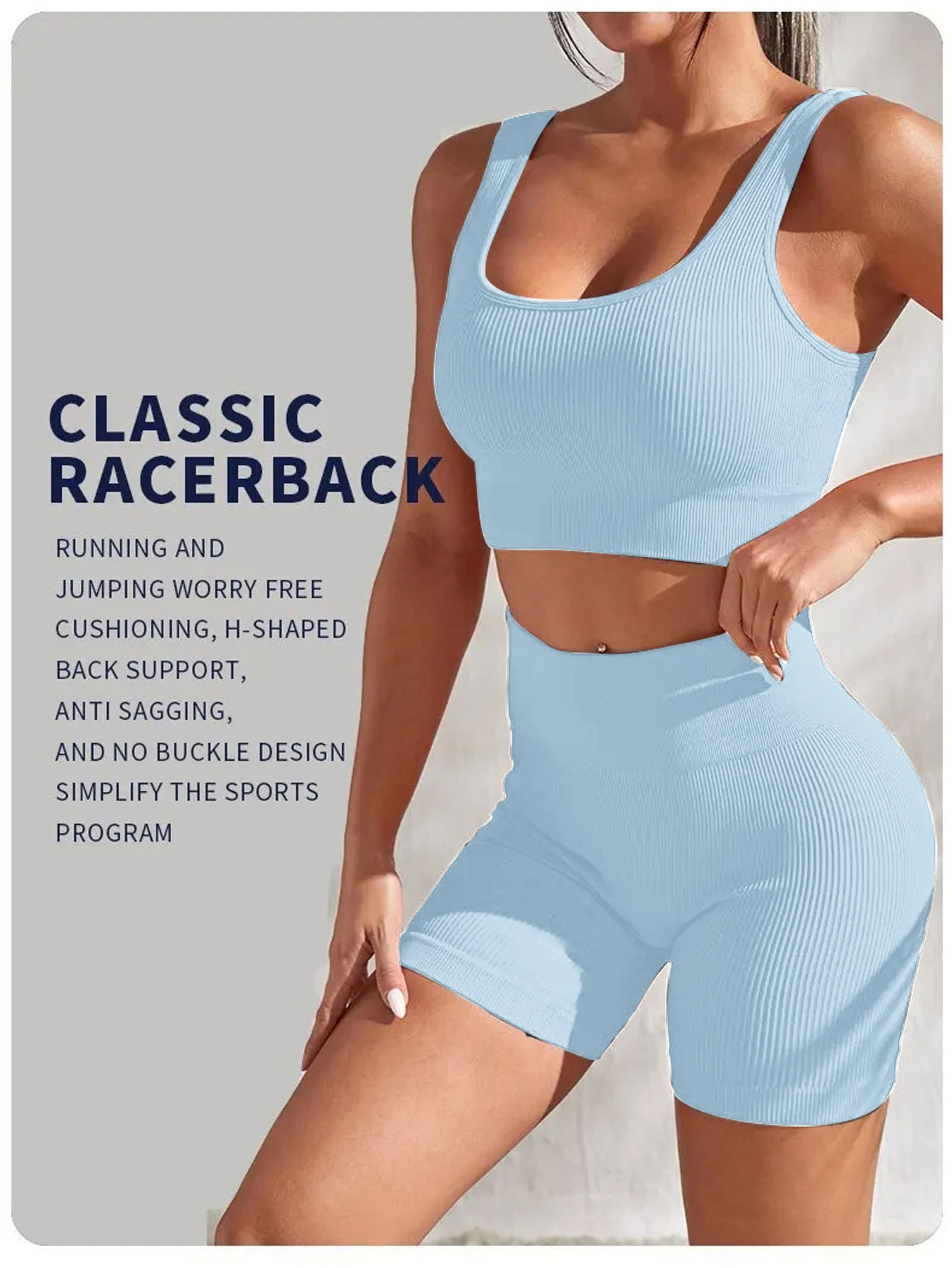 Seamless Workout Set For Women Quick Dry High Waisted Yoga  Fitness Outfit 2