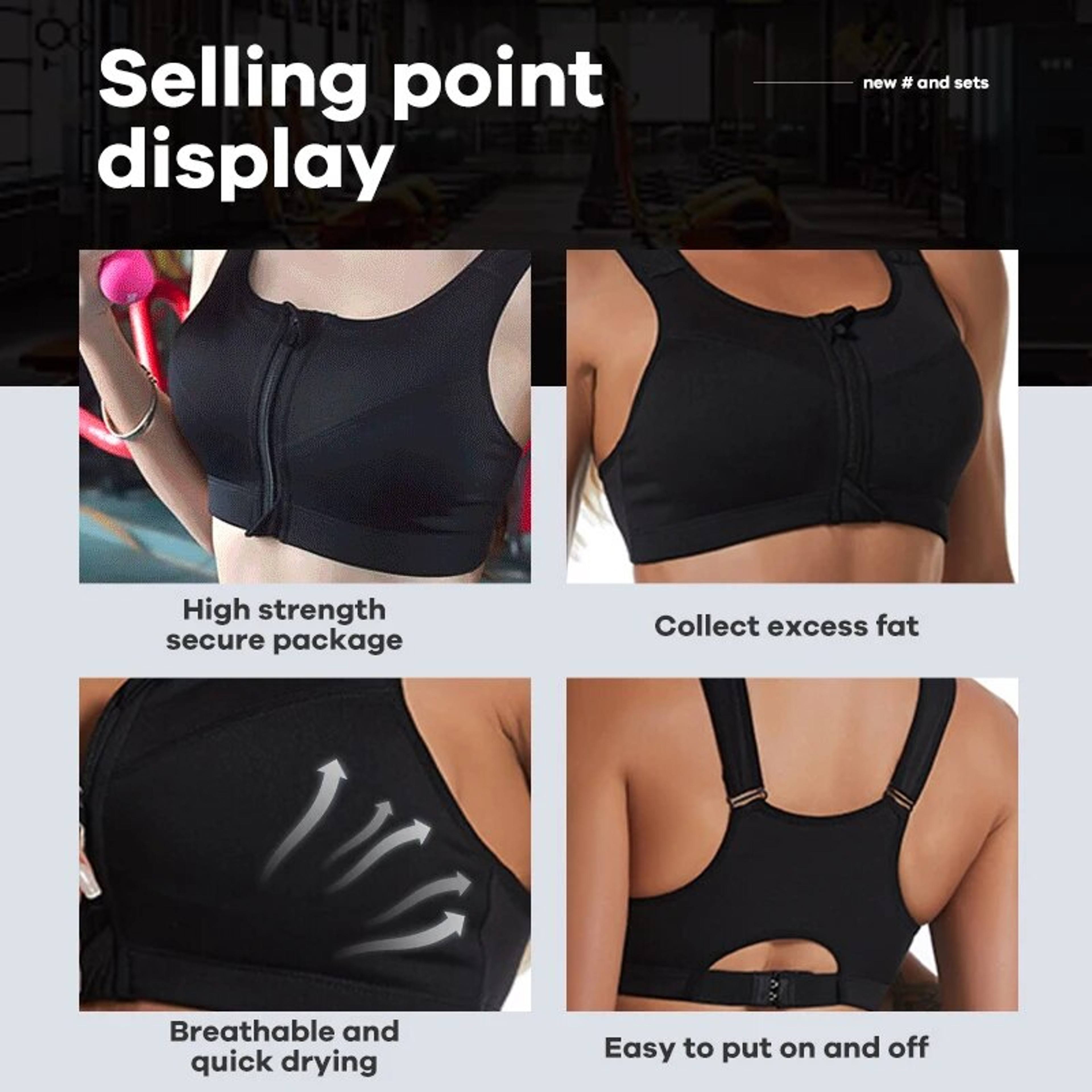 Front Zip Sports Bra For Women Shock Absorbing Sports Bra For Yoga Running  Gym 4